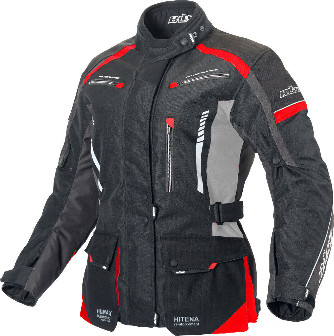 Büse Torino II Giacca tessile moto da donna Nero Rosso 36