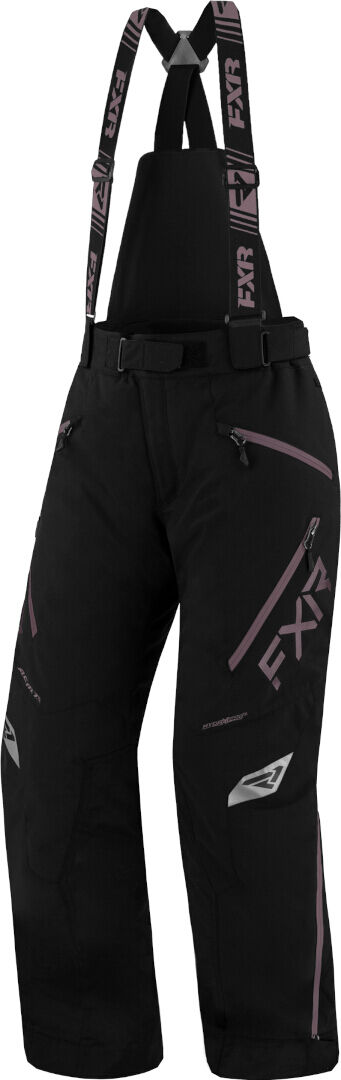 FXR Edge Pantaloni con bretelle da donna in motoslitta Nero Porpora XS 28