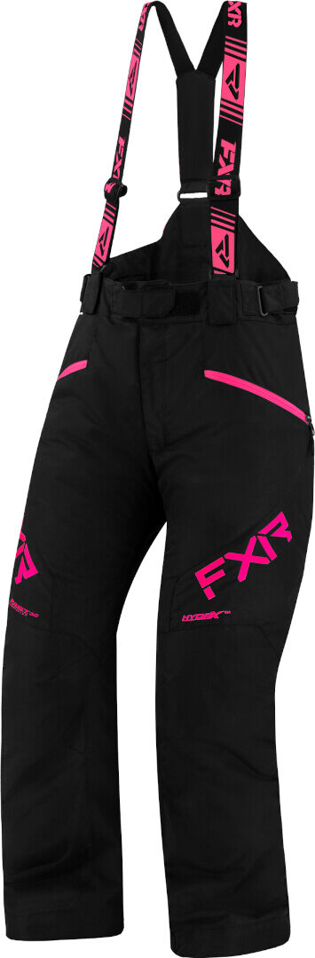 FXR Fresh 2023 Pantaloni con bretelle da donna in motoslitta Nero Rosa 2XL 38