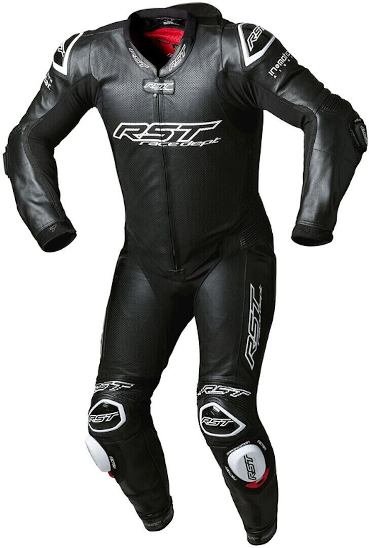 RST V4.1 Evo Kangaroo Airbag One Piece Tuta in pelle del motociclo Nero Bianco 2XL