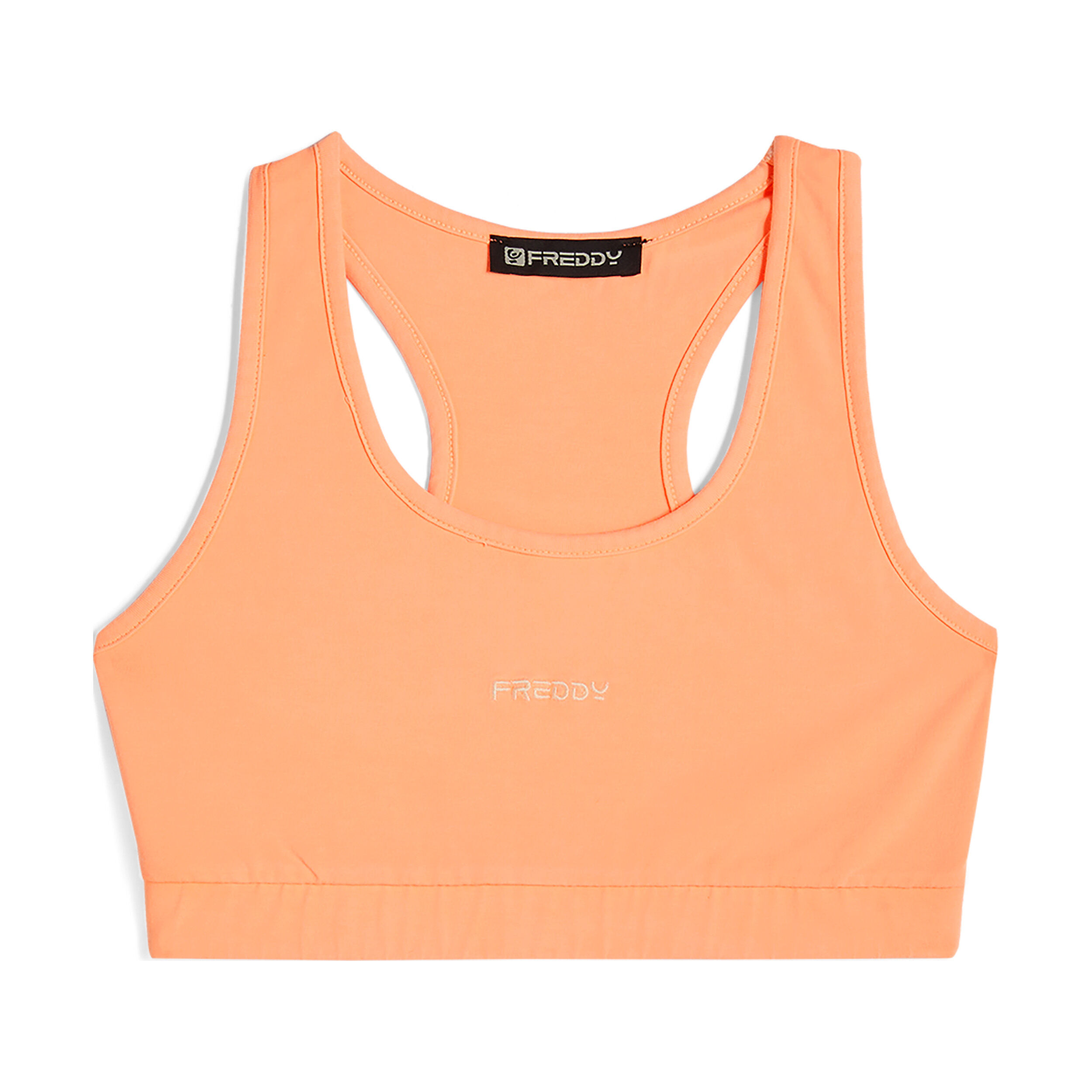 Freddy Top in jersey con logo ricamato e retro a vogatore Orange Pigment Dyed Donna Medium