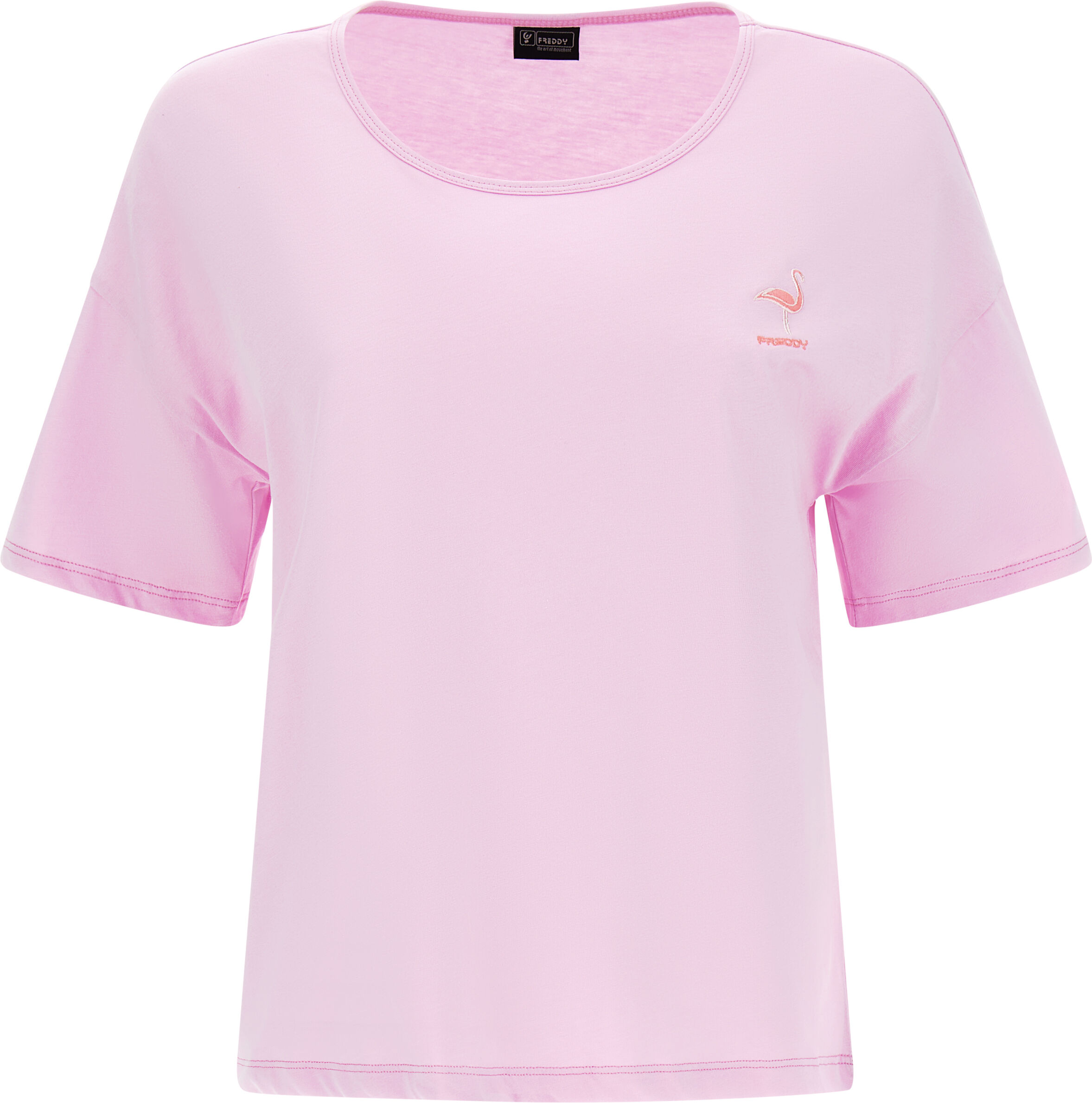 Freddy T-shirt in jersey leggero con patch fenicottero in tono Pink Lavender Donna Medium