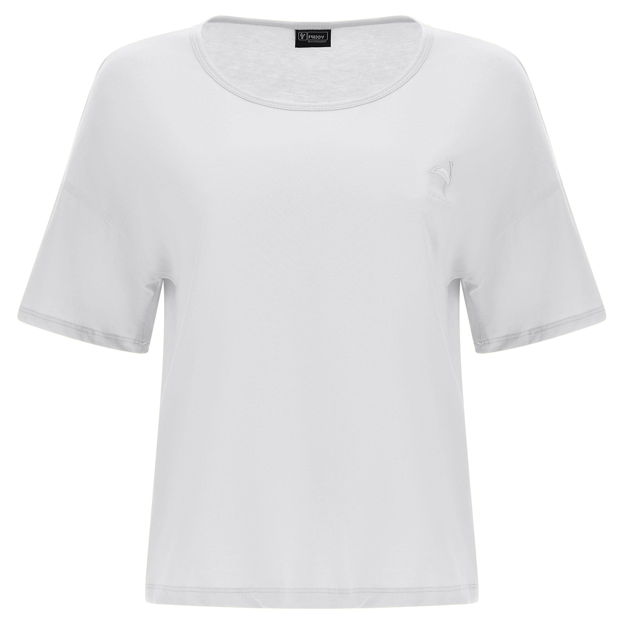 Freddy T-shirt in jersey leggero con patch fenicottero in tono Bianco Donna Medium