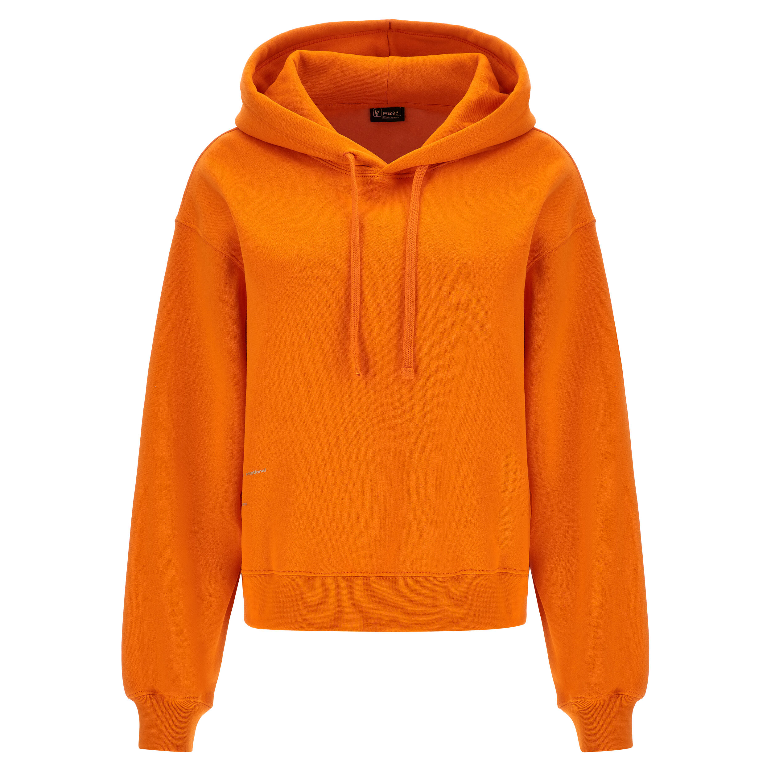 Freddy Felpa comfort fit con cappuccio e stampa sul fondo Mandarin Orange Donna Small