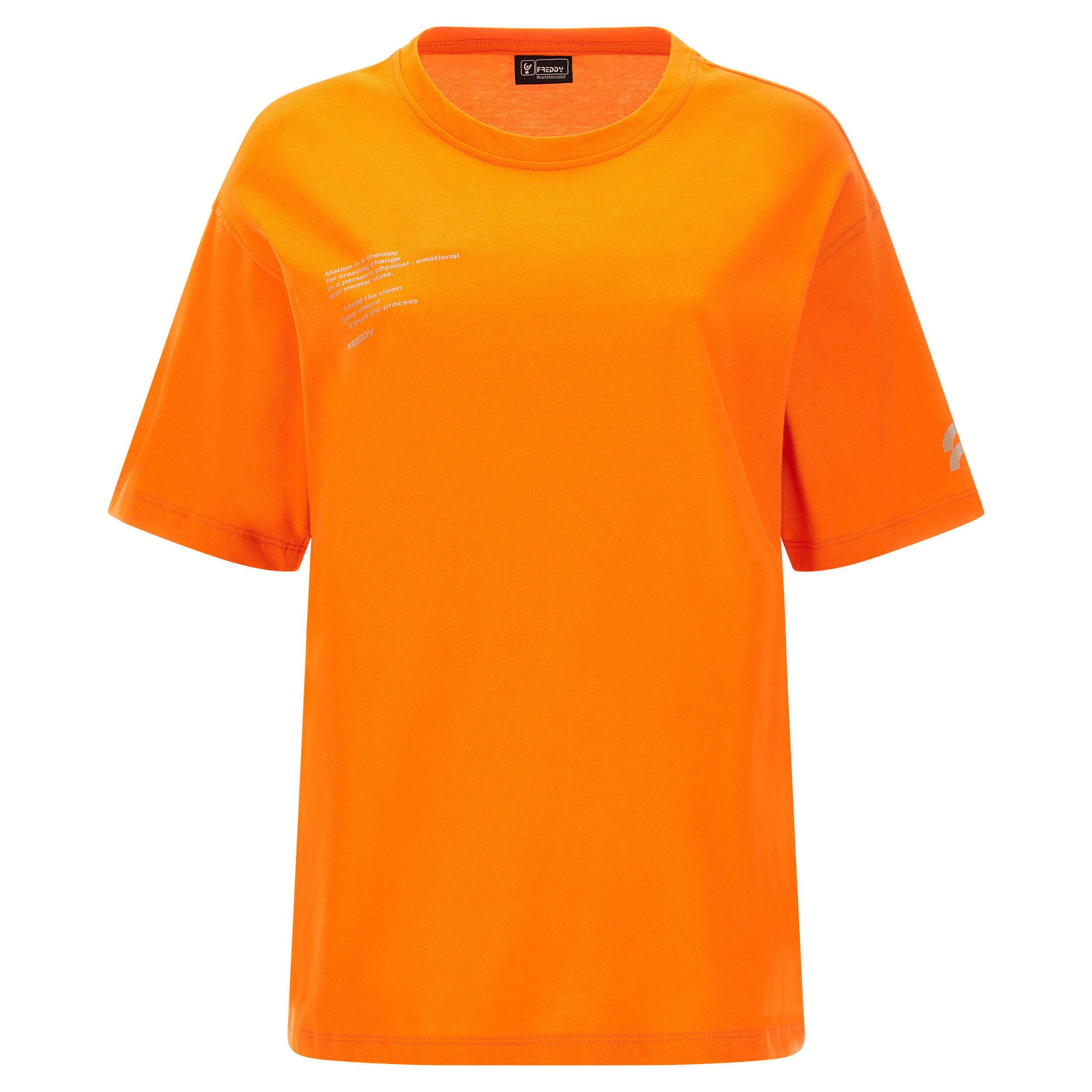 Freddy T-shirt comfort fit in jersey con stampa lettering Mandarin Orange Donna Medium