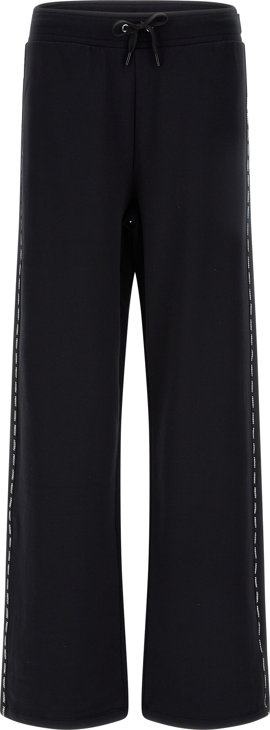 Freddy Pantaloni palazzo in felpa garzata con nastri logati Nero Donna Small