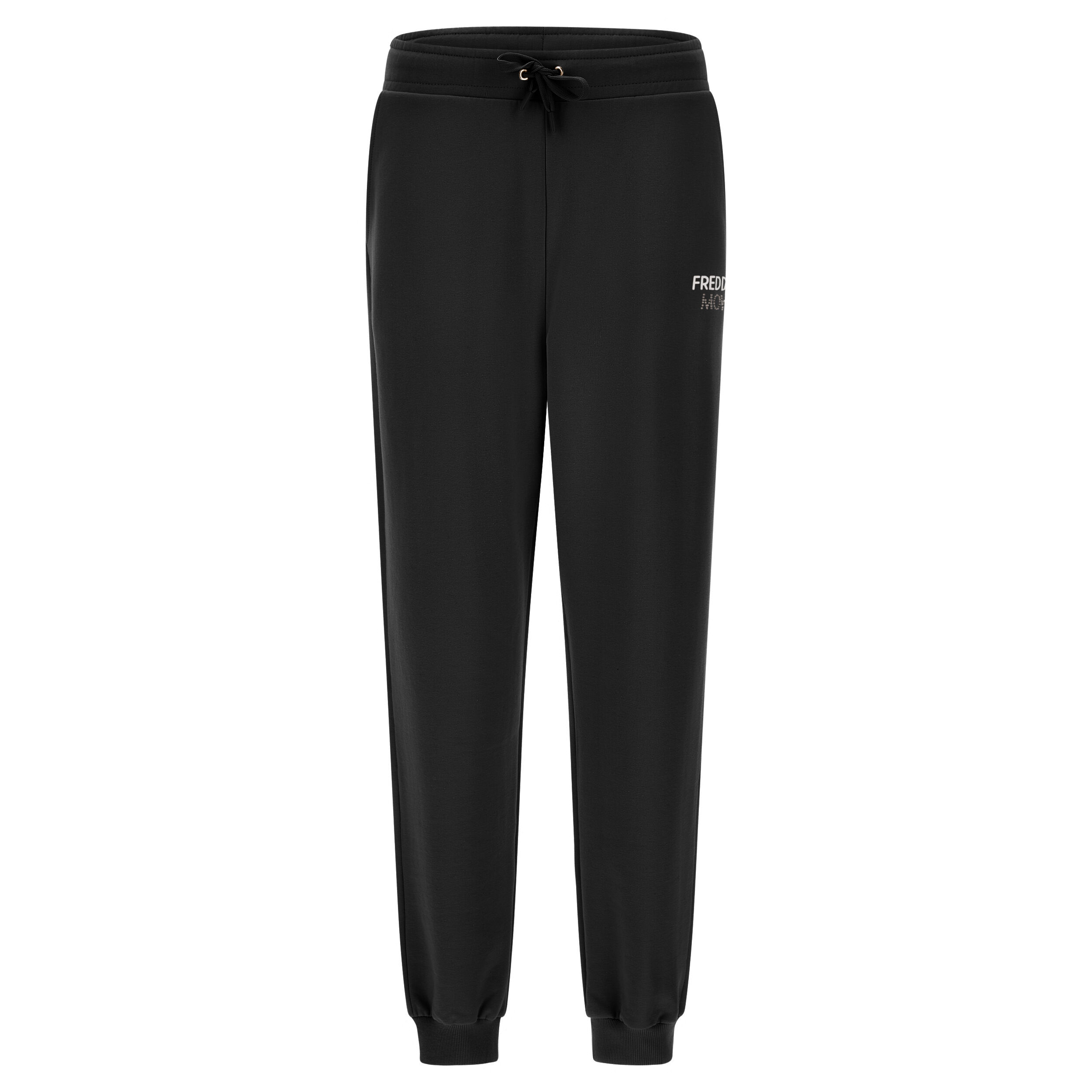 Freddy Pantaloni comfort fit vita alta in felpa garzata Nero Donna Medium