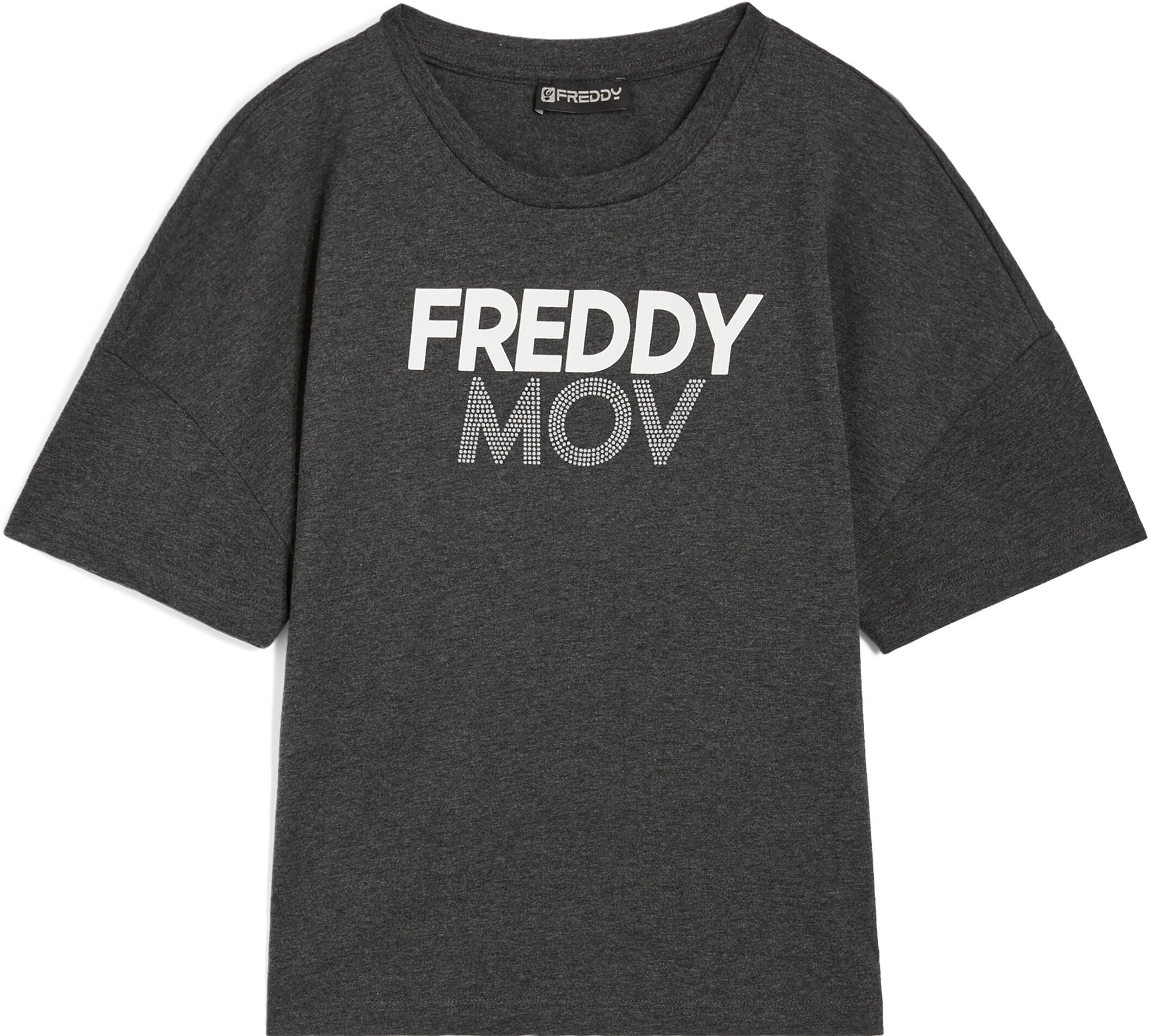 Freddy T-shirt mélange comfort fit corta con stampa a contrasto Melange Black Donna Small