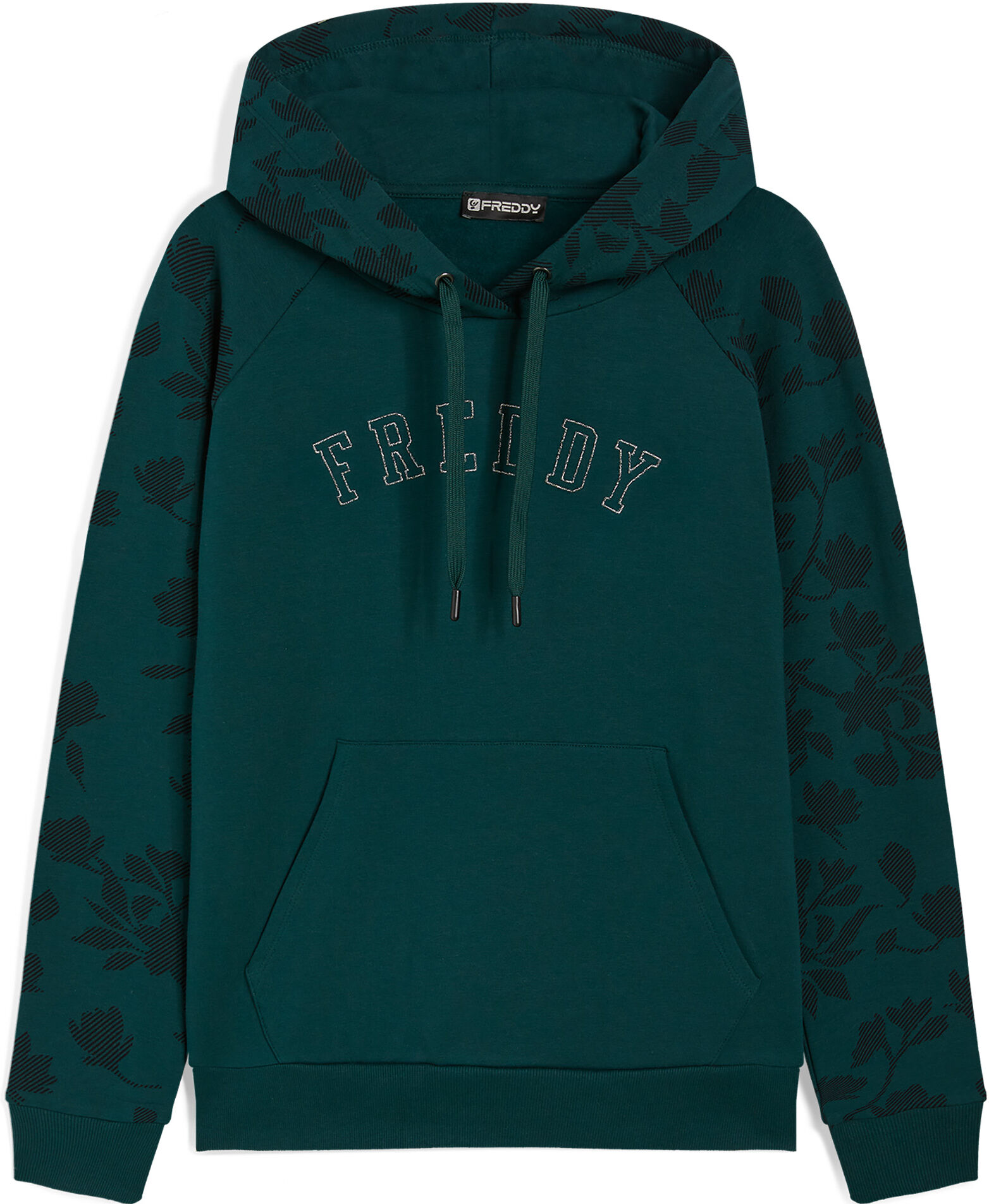 Freddy Felpa con cappuccio e maniche stampa floreale in tono Green-Allover Flower Green Donna Small