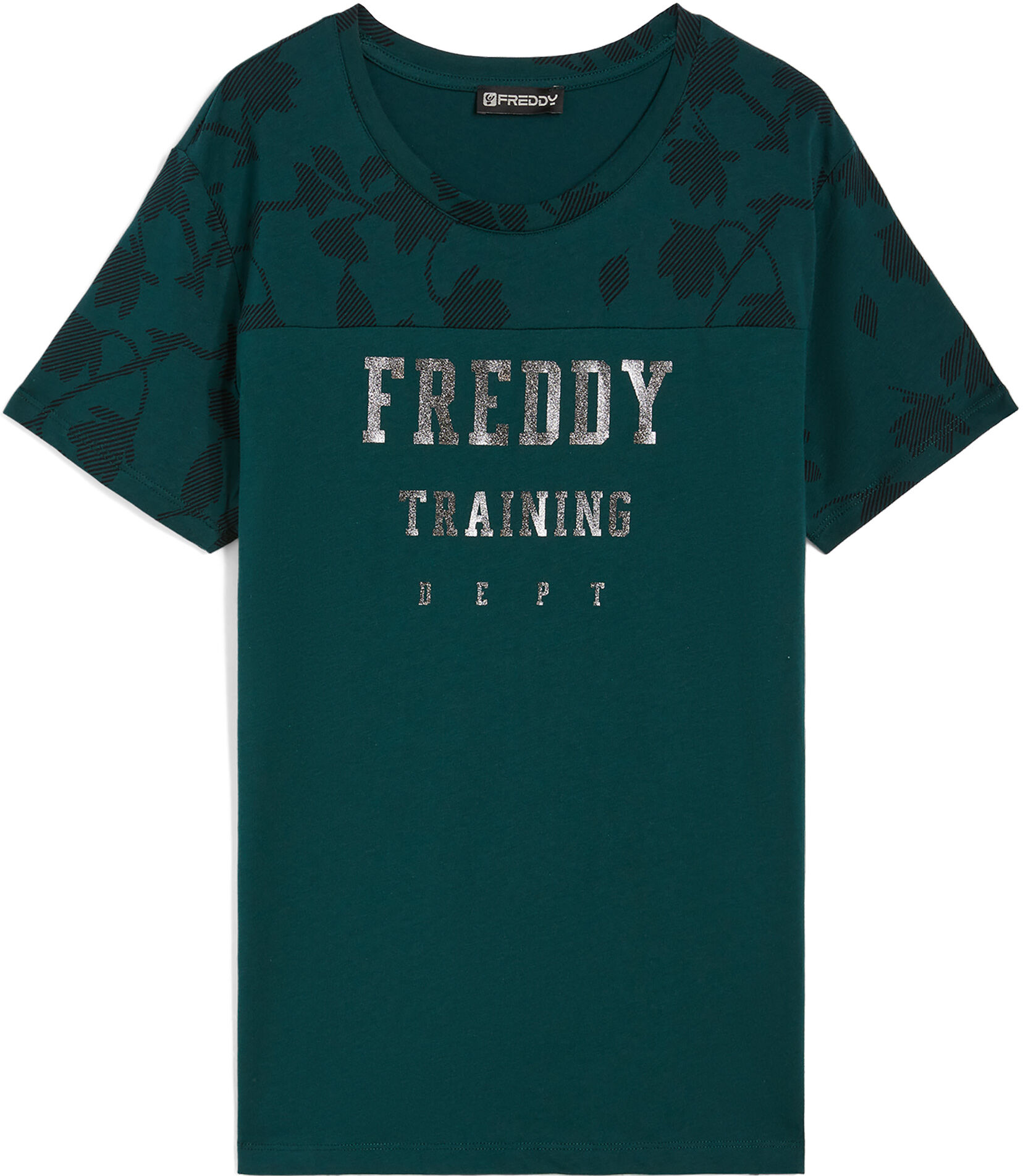 Freddy T-shirt comfort fit con maniche e spalle stampa floreale Green-Allover Flower Green Donna Extra Small