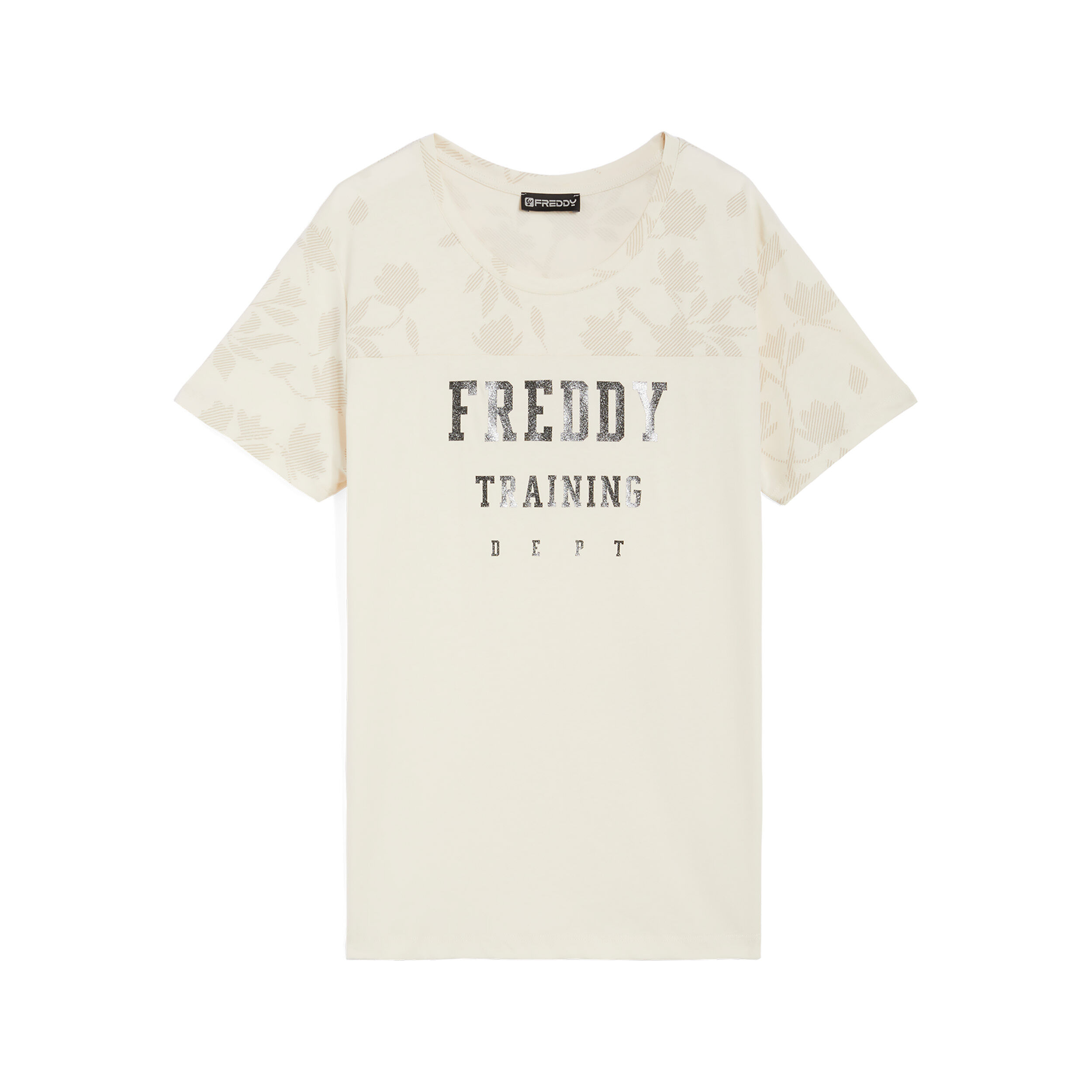 Freddy T-shirt comfort fit con maniche e spalle stampa floreale White-Allover Flower White Donna Small