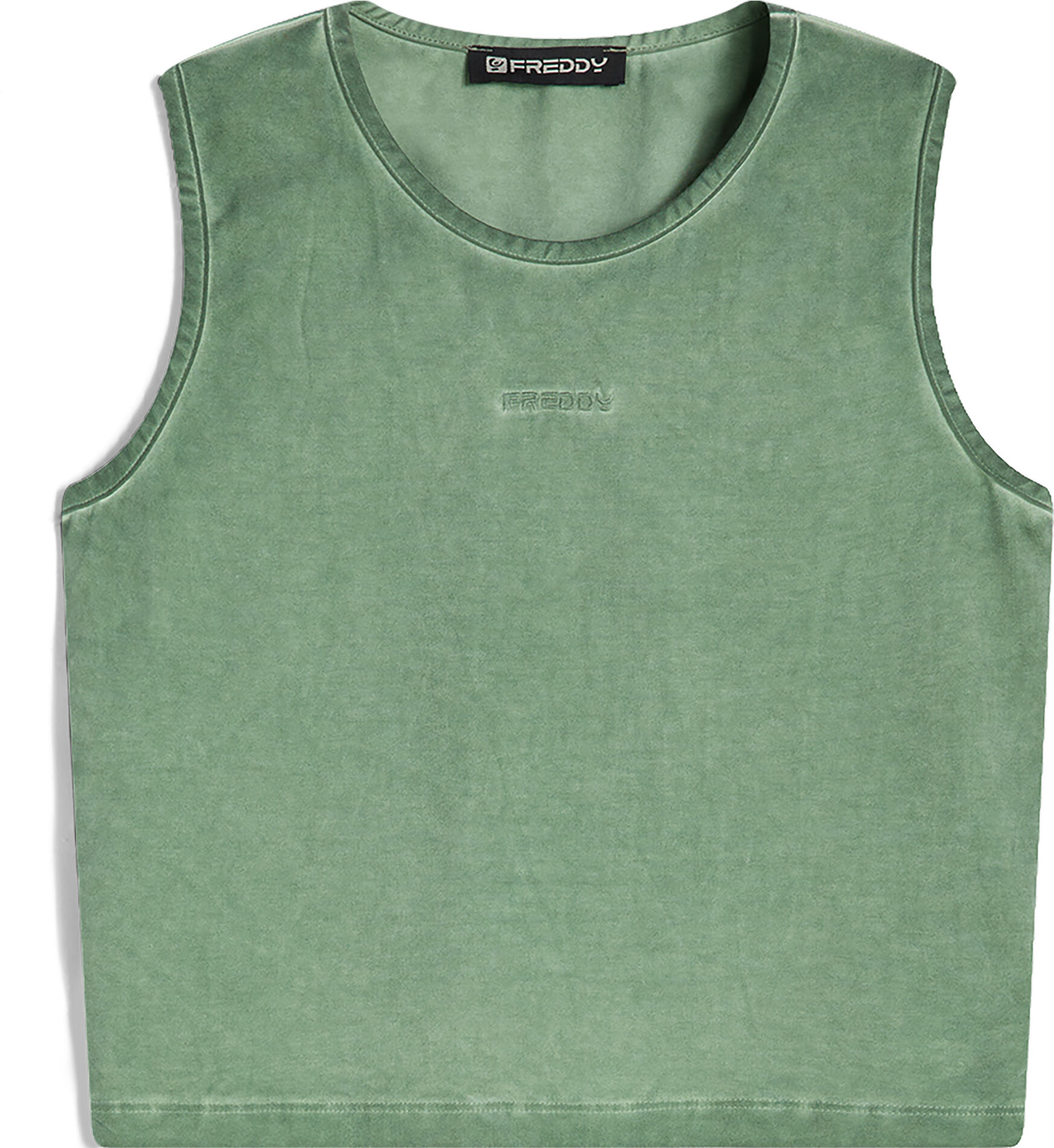 Freddy Crop top slim fit in tessuto jersey effetto vissuto Hedge Green Cold Dyed Donna Medium