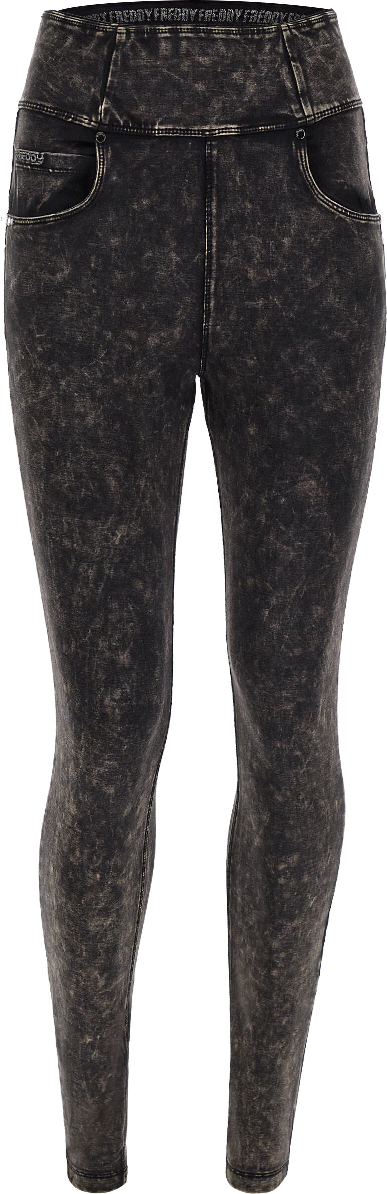 Freddy Pantaloni N.O.W.® vita risvoltabile in jersey marble wash Nero Donna Medium