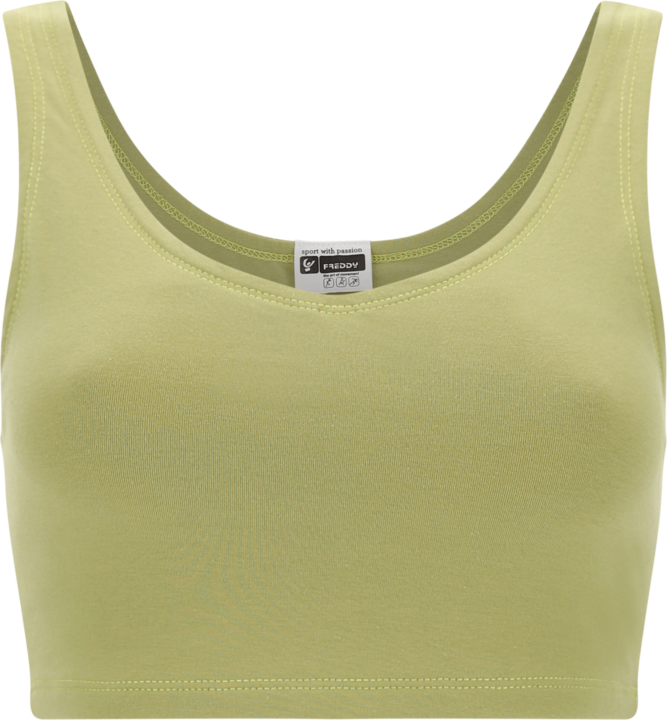 Freddy Crop top con scollo a cuore in cotone elasticizzato Moss Donna Medium