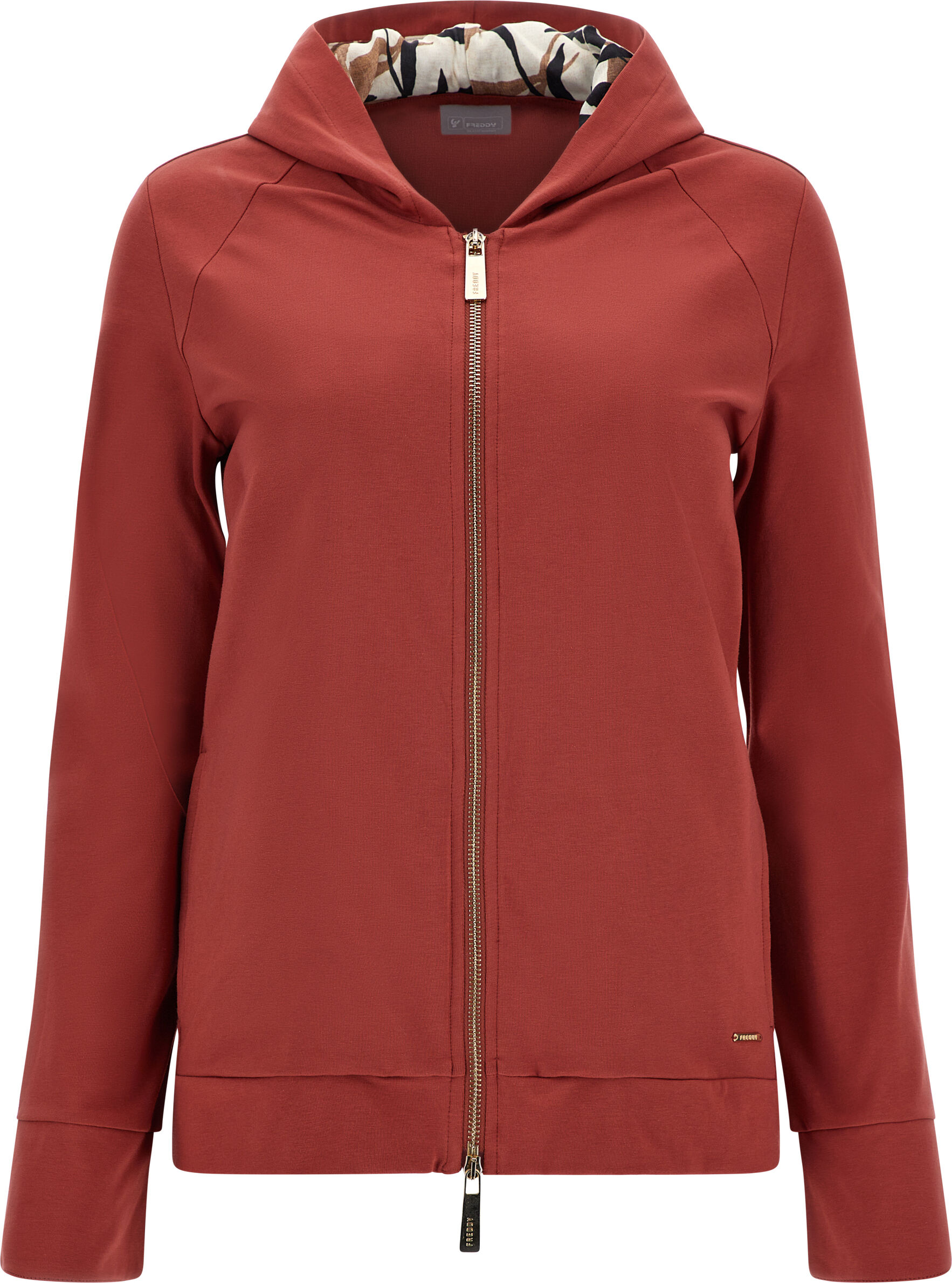 Freddy Felpa full zip interno cappuccio e polsini in toni beige Tandori Red-Allover Flower Donna Large