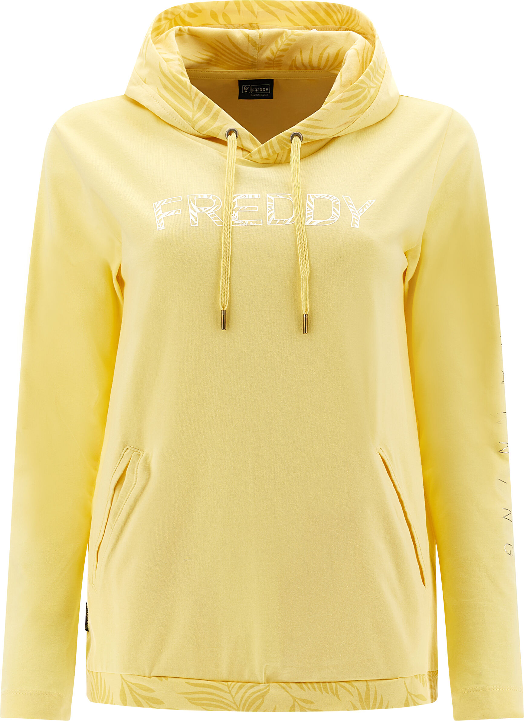 Freddy Felpa chiusa con cappuccio e dettagli foliage tropicale Banana Pale Donna Medium