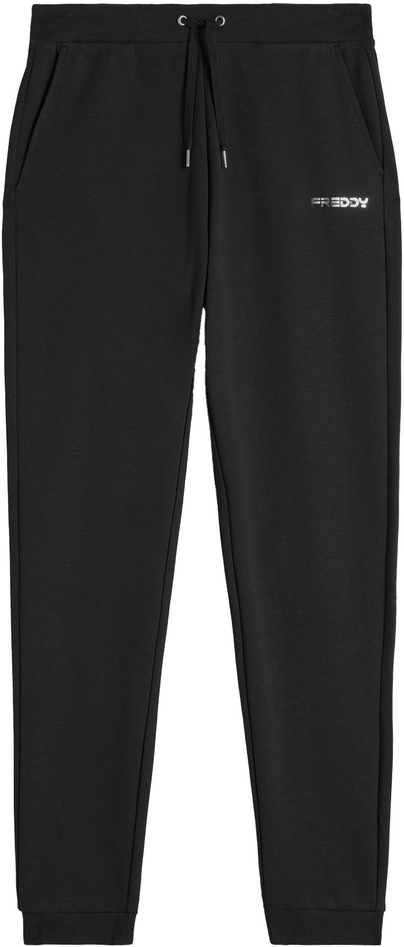 Freddy Pantaloni da donna in cotone interlock con fondo a polsino Nero Donna Large