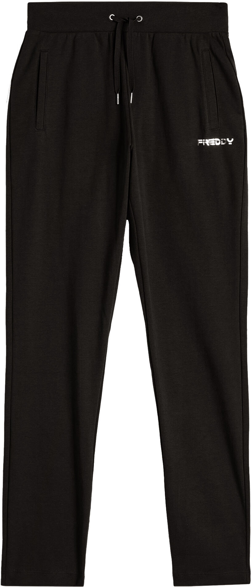 Freddy Pantaloni sportivi in cotone interlock fondo dritto e tasche Nero Donna Large