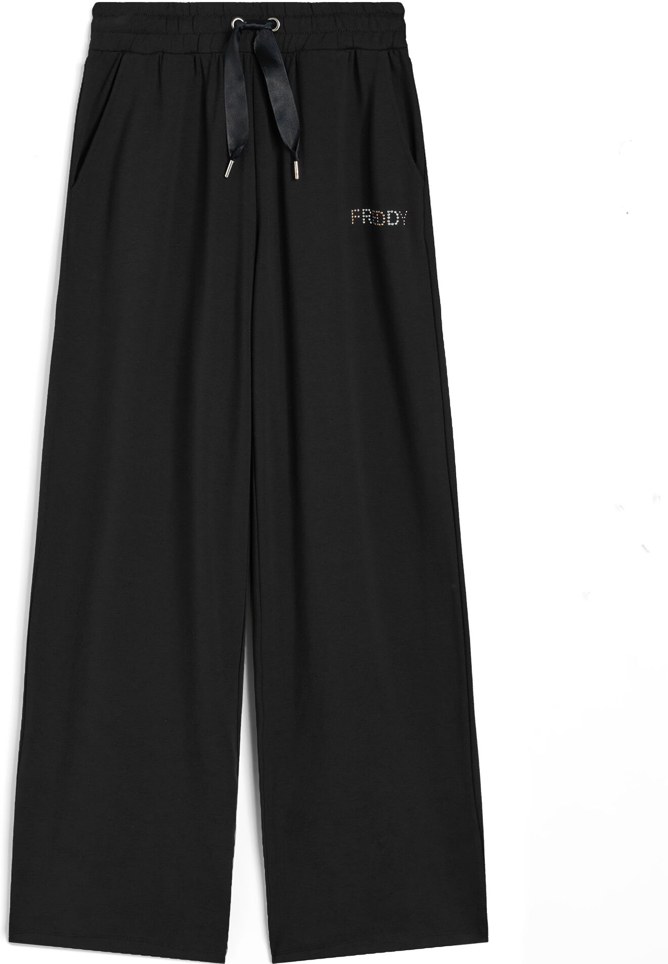 Freddy Pantaloni donna in french terry modal con gamba dritta Nero Donna Medium