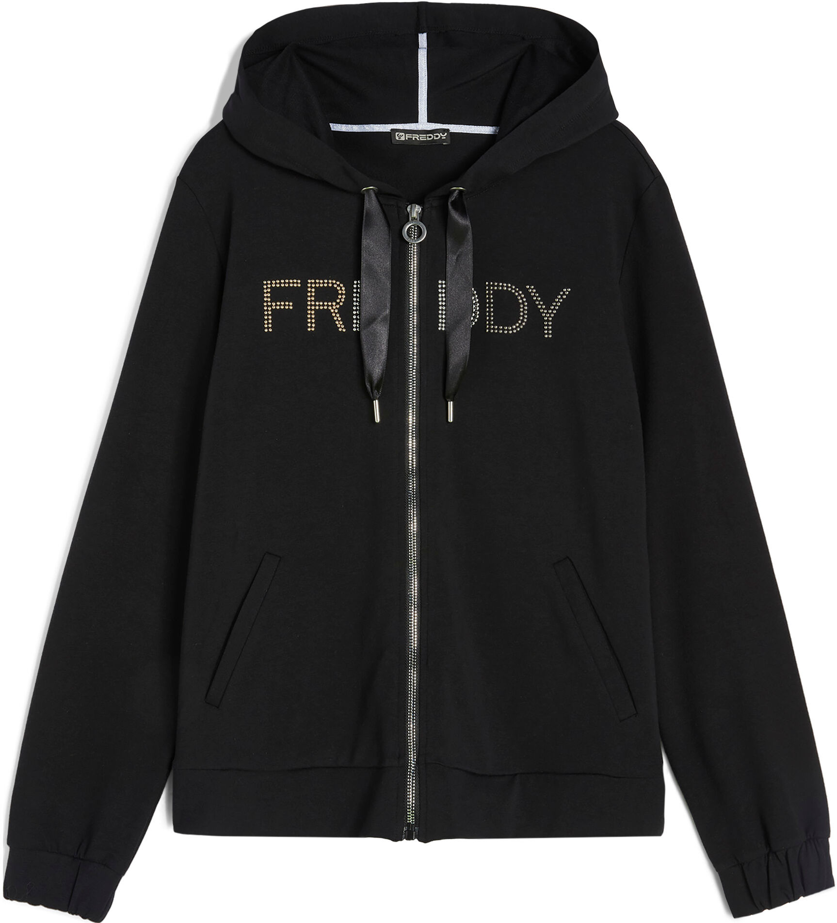 Freddy Felpa cappuccio e zip con logo composto da borchie metal Nero Donna Medium