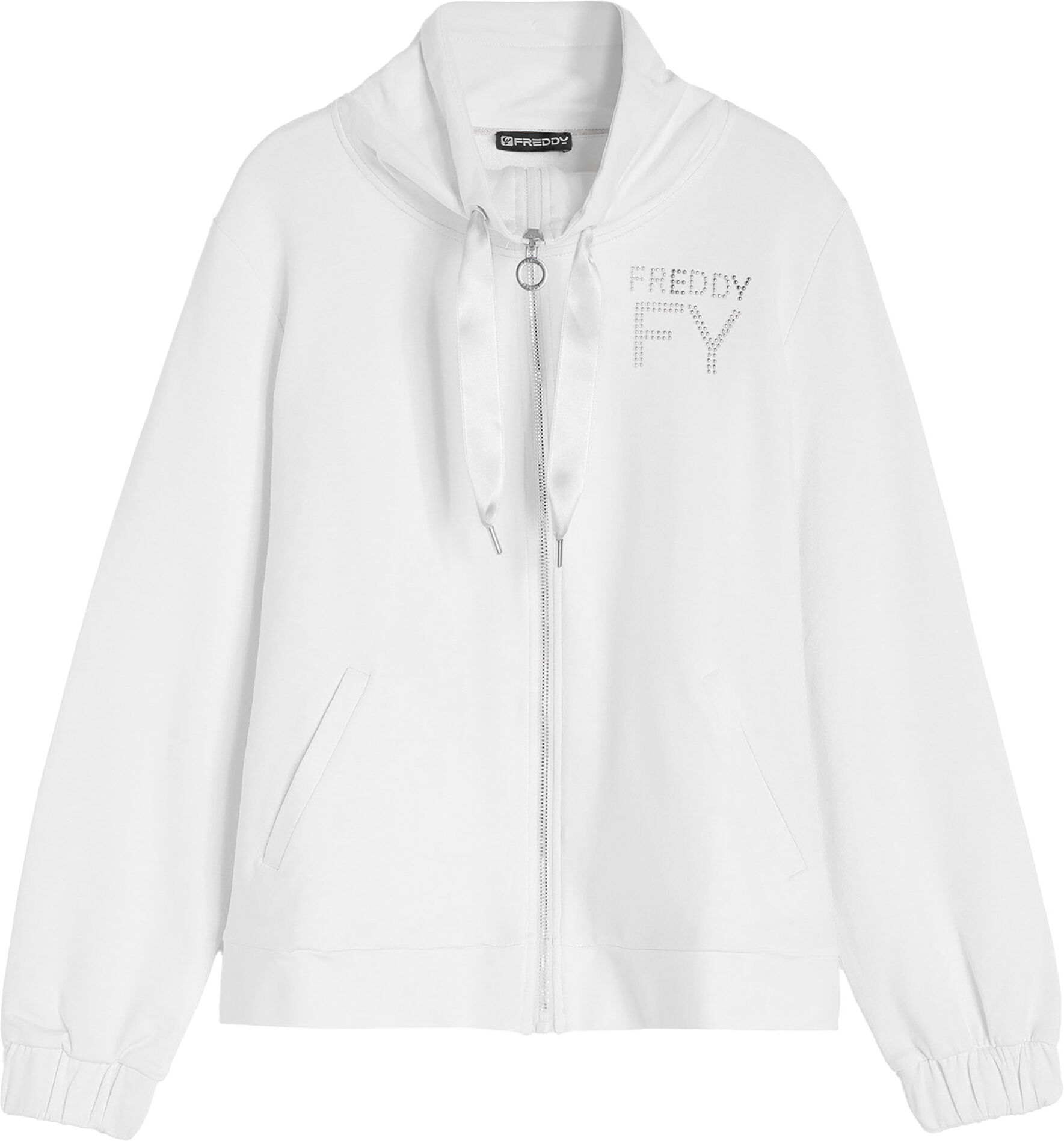 Freddy Felpa donna in french terry modal con collo alto e zip Bianco Donna Medium