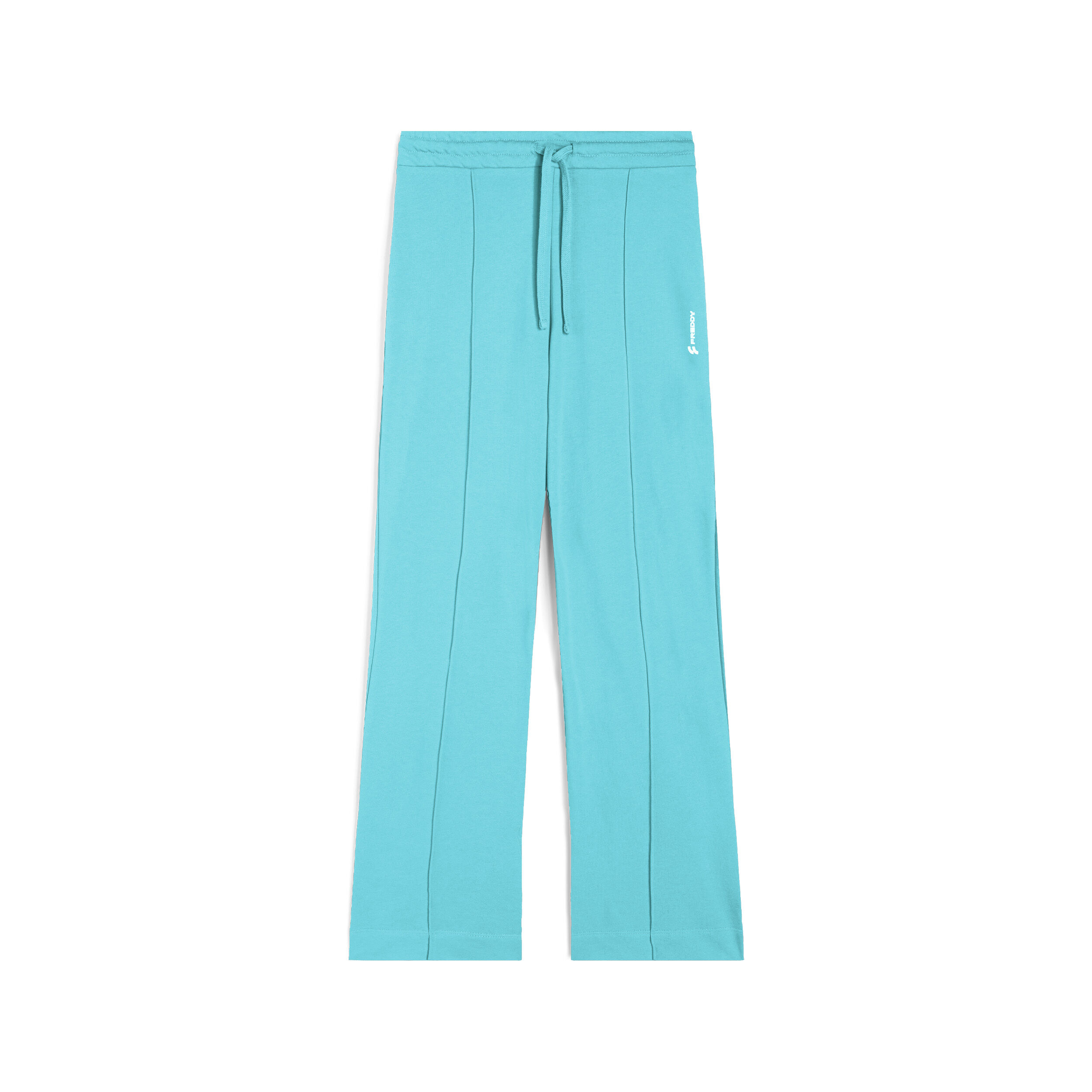 Freddy Pantaloni ampi in french terry decorati da piping centrale Blue Radiance Donna Extra Small