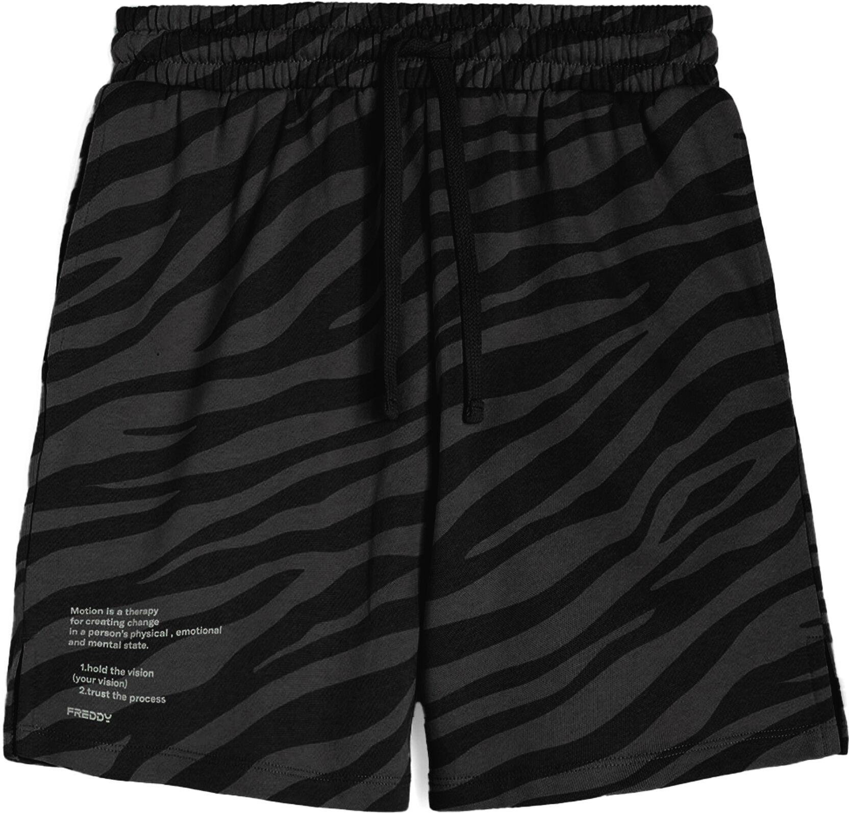 Freddy Pantaloncini da donna in french terry stampa zebrata in tono Zebra Animalier - Black Donna Small