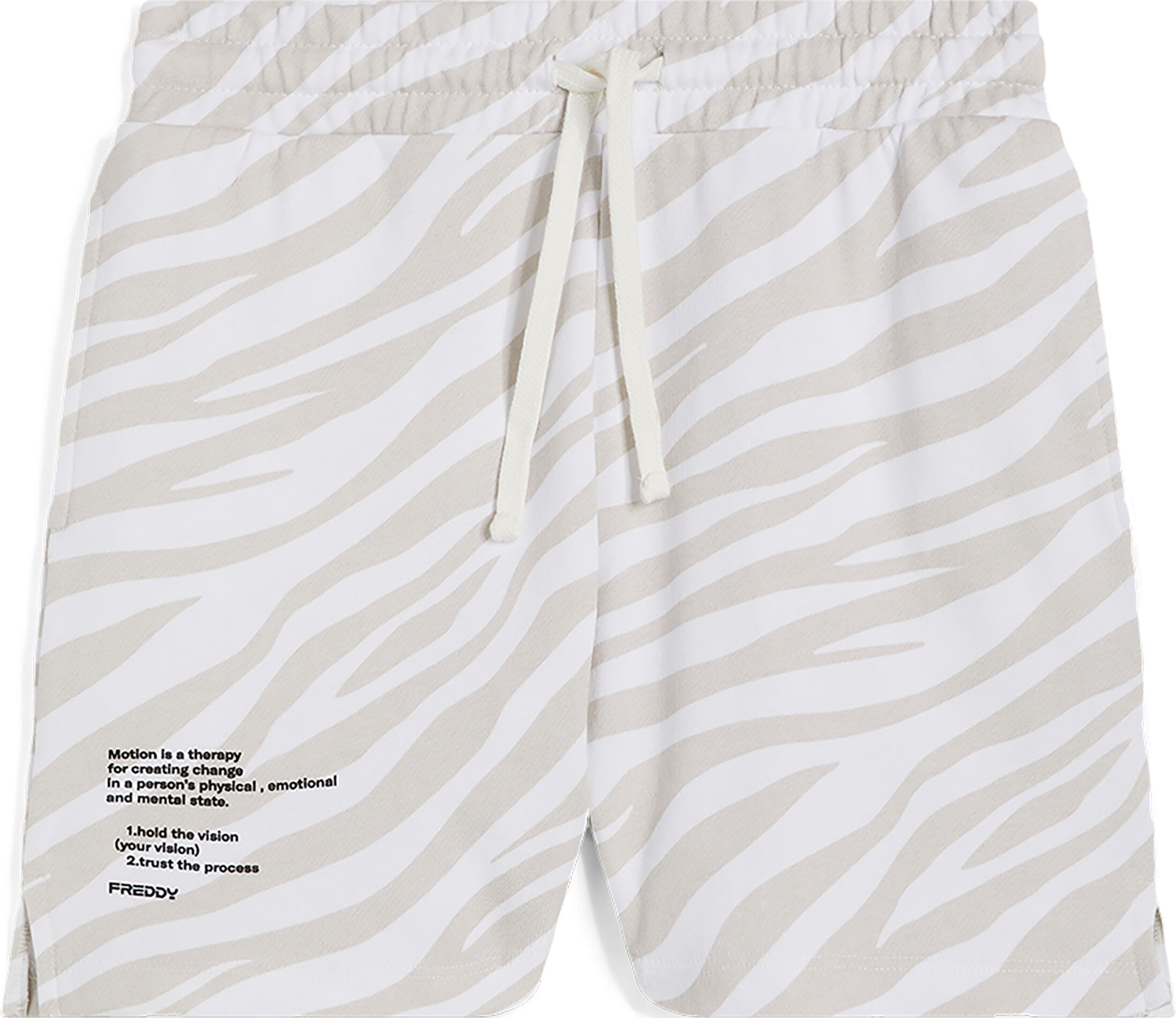 Freddy Pantaloncini da donna in french terry stampa zebrata in tono Zebra Animalier - White Donna Medium