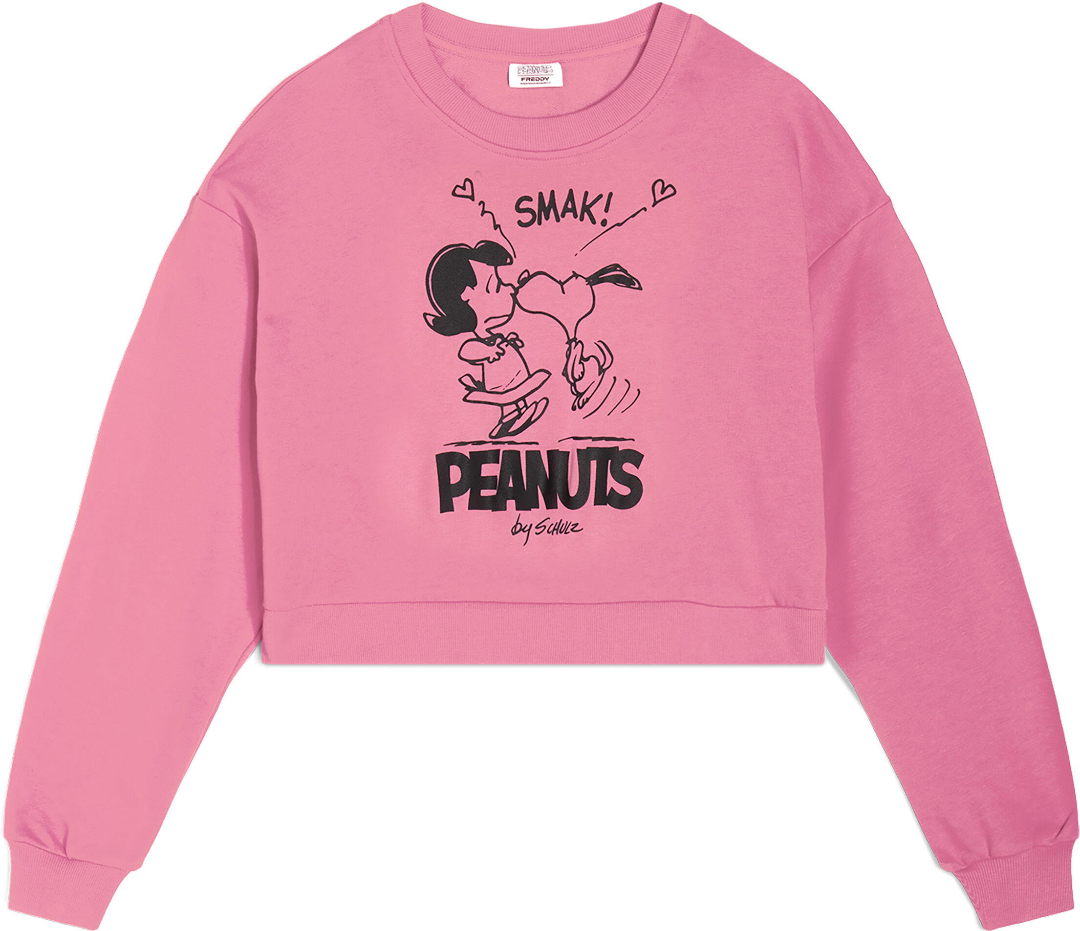 Freddy Felpa girocollo corta e comfort fit con grafica Peanuts Pink Carnation Donna Large