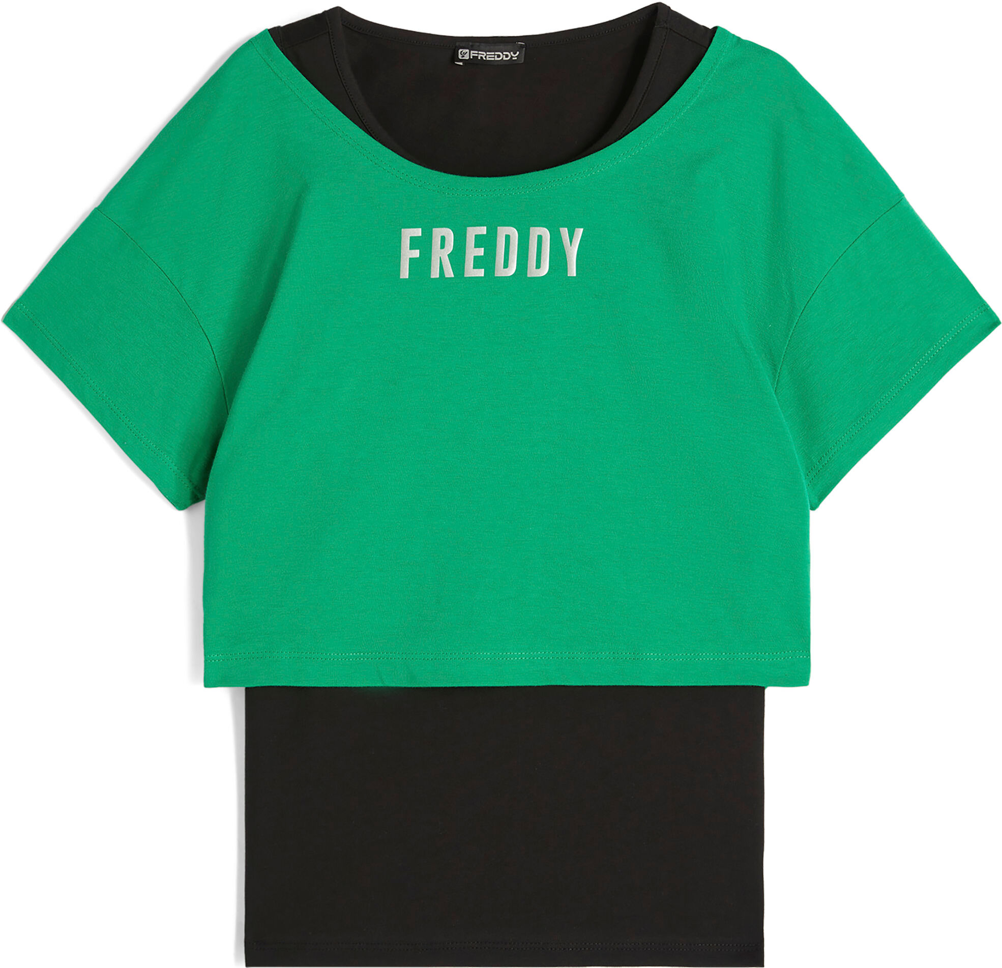 Freddy Set canotta+t-shirt cropped da donna con logo satin Black- Green Bee Donna Medium