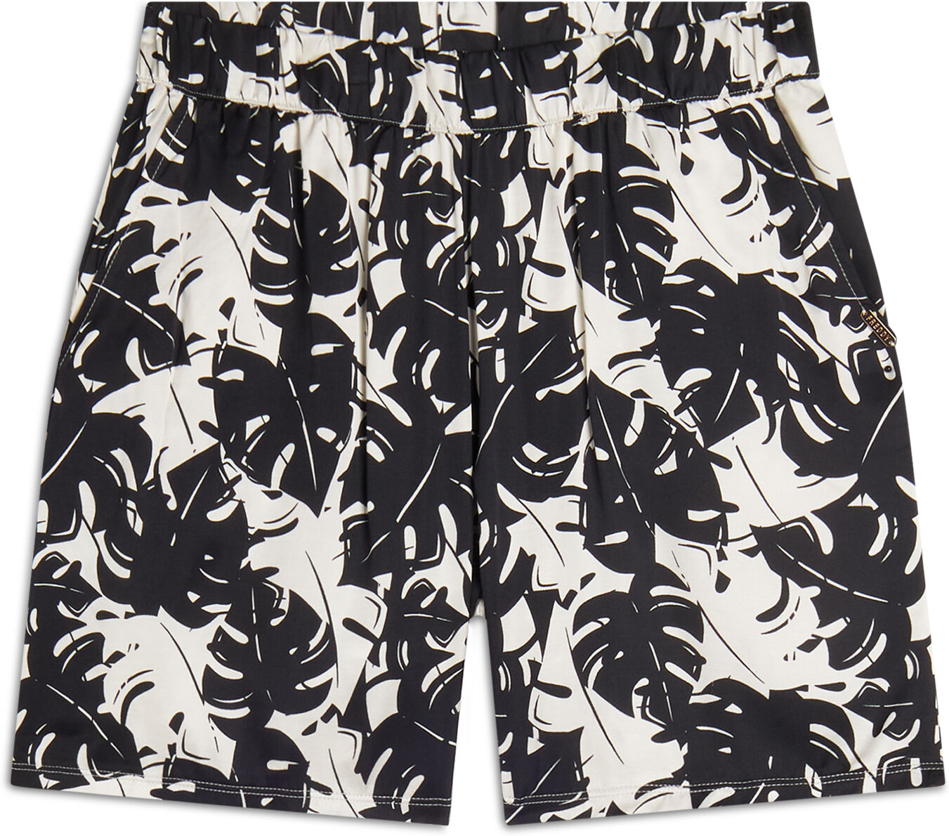 Freddy Pantaloni short donna in satin di viscosa fantasia tropical Black And White Allover Flower Donna Small