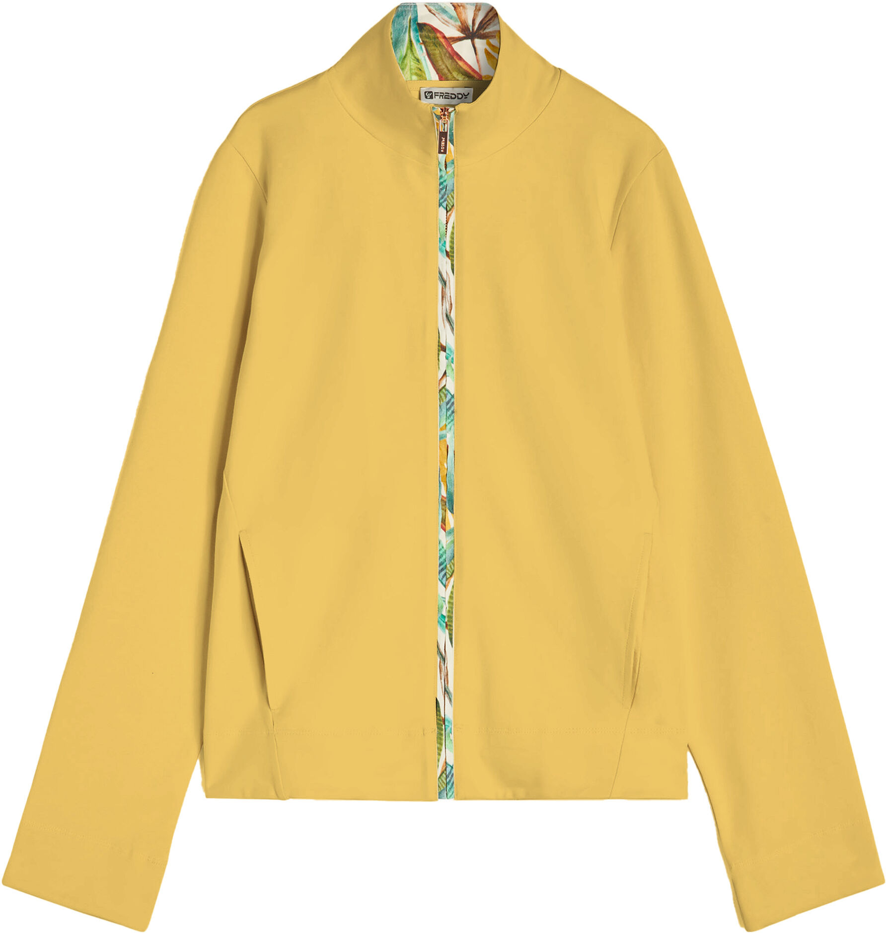 Freddy Felpa collo alto e zip in jersey con dettagli tropical Yellow -B&W Allover Flower Donna Medium