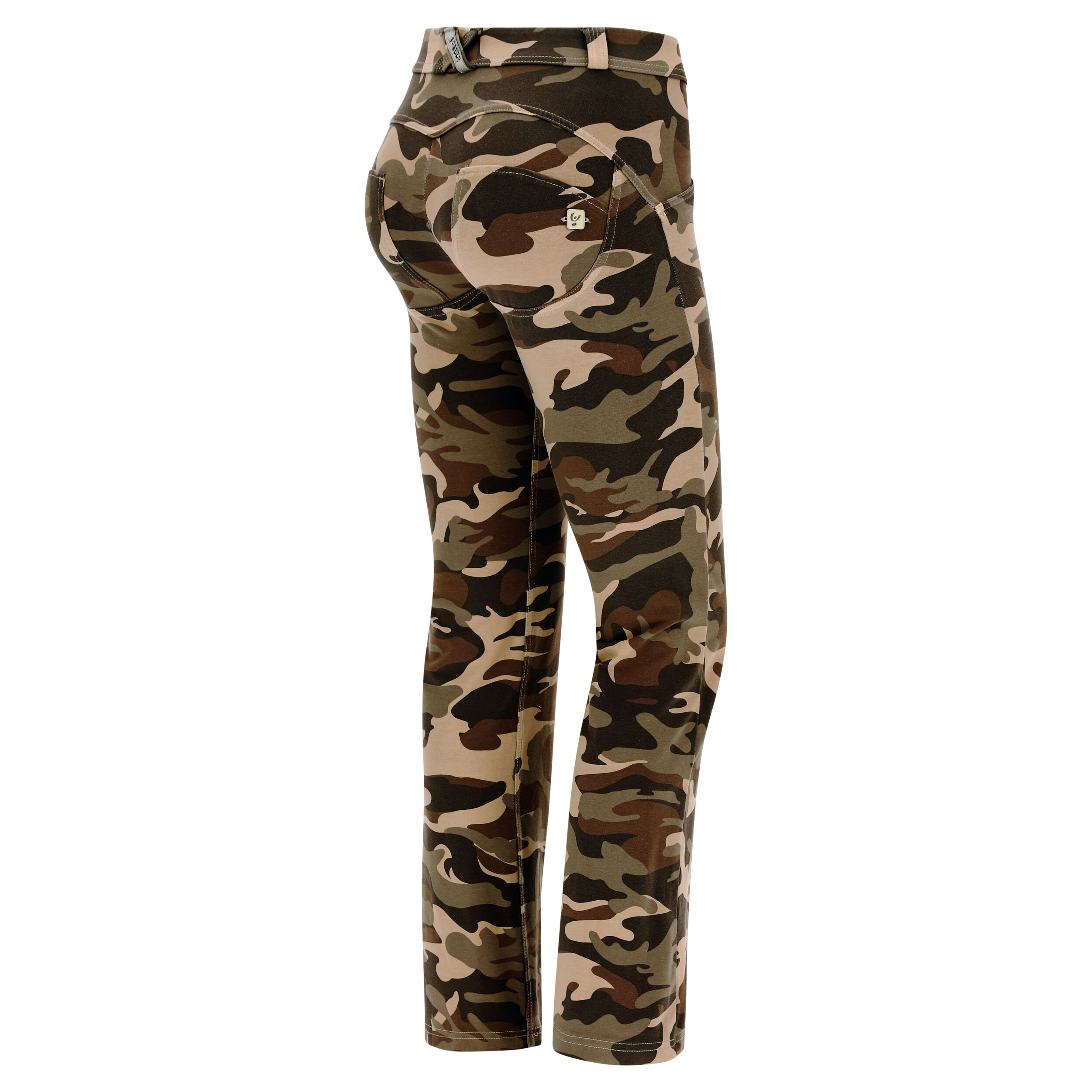 Freddy Pantaloni push up WR.UP® wide botton cropped in jersey camo Marrone-Mimetico Donna Large
