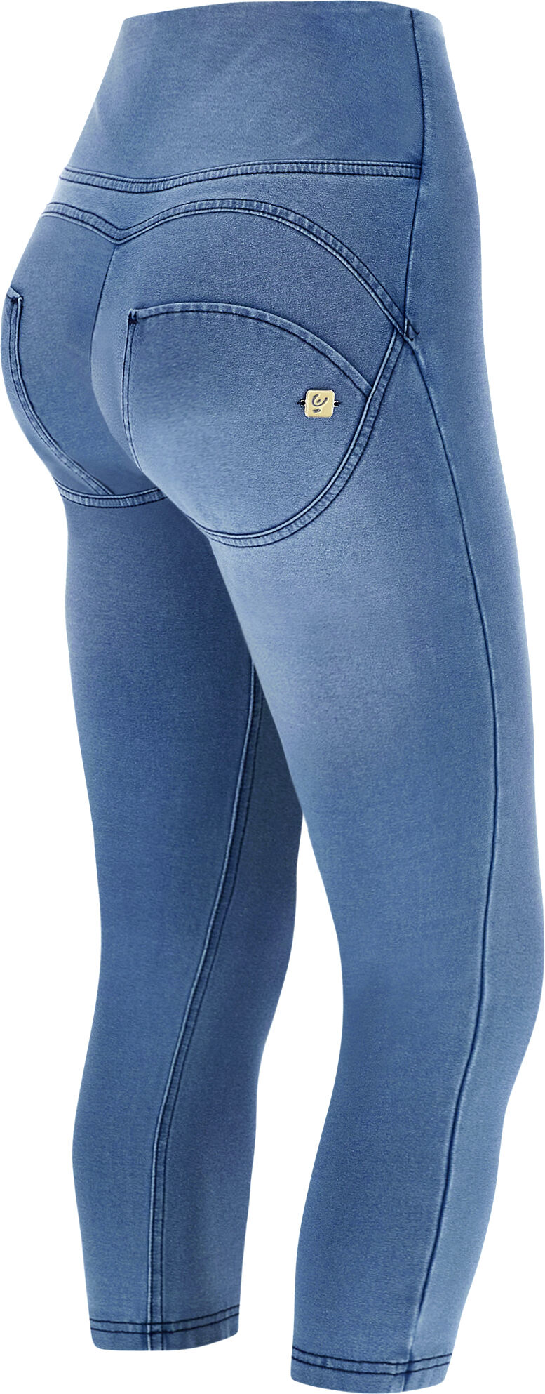 Freddy Pantaloni push up WR.UP® capri vita alta con zip laterale Light Blue-Seams On Tone Donna Small