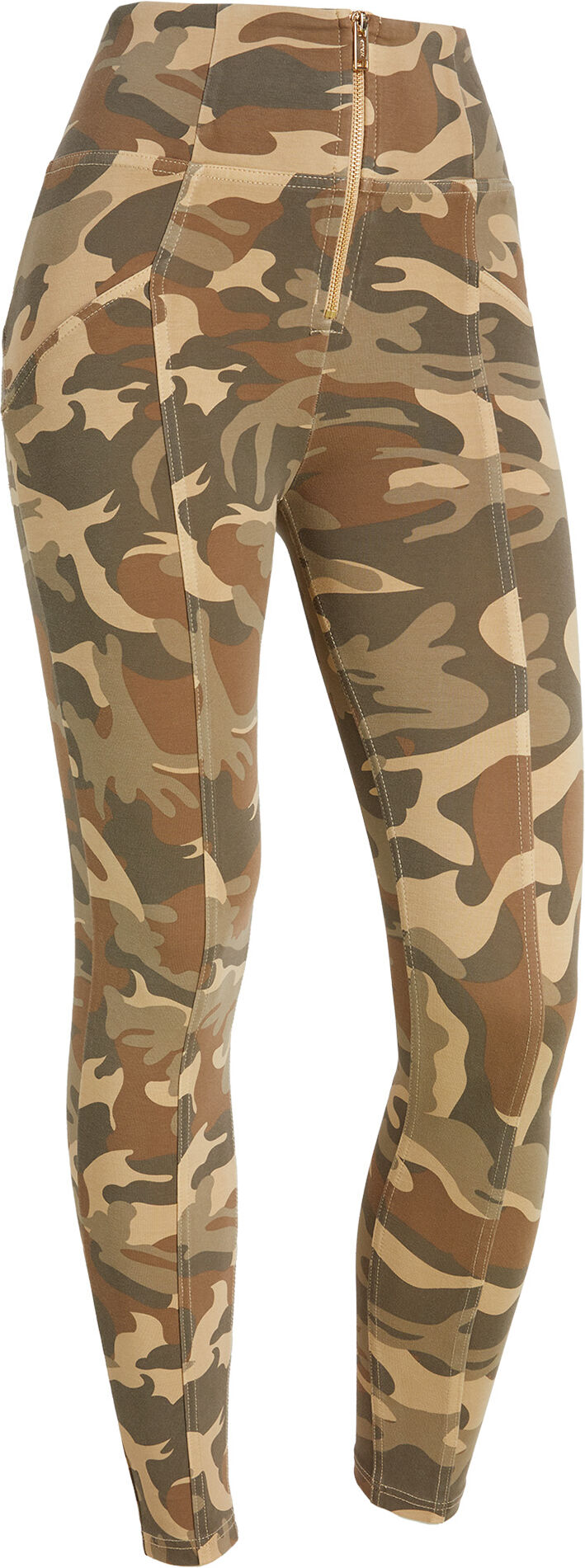 Freddy Pantaloni WR.UP® vita alta con zip in jersey camouflage Beige Mimetico Donna Xxs