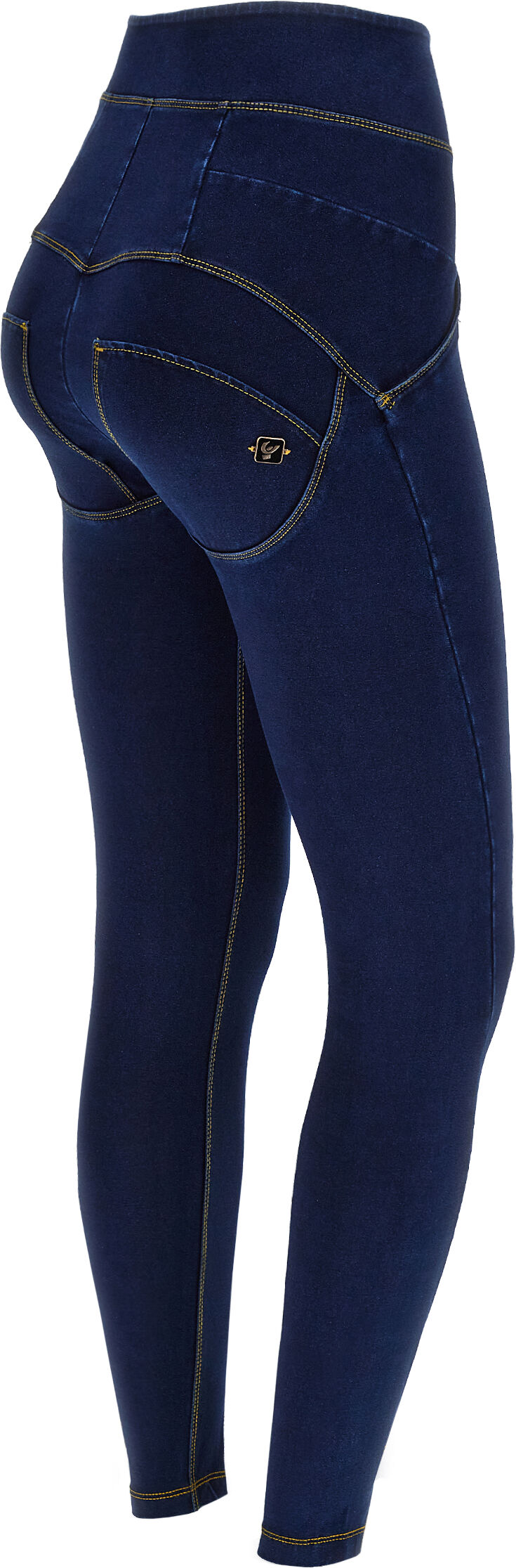 Freddy Jeggings WR.UP® 7/8 vita altissima e apertura sul fondo Dark Jeans-Yellow Seam Donna Small