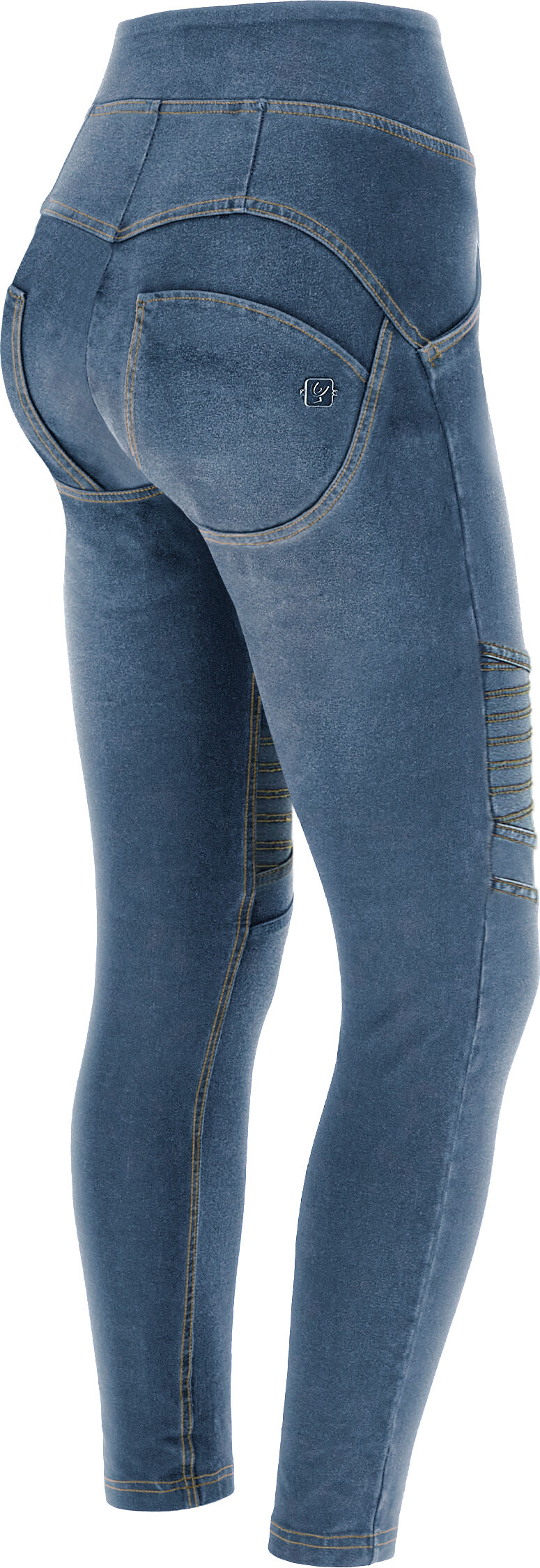 Freddy Jeggings push up WR.UP® 7/8 vita super alta e inserti biker Clear Jeans-Yellow Seams Donna Medium