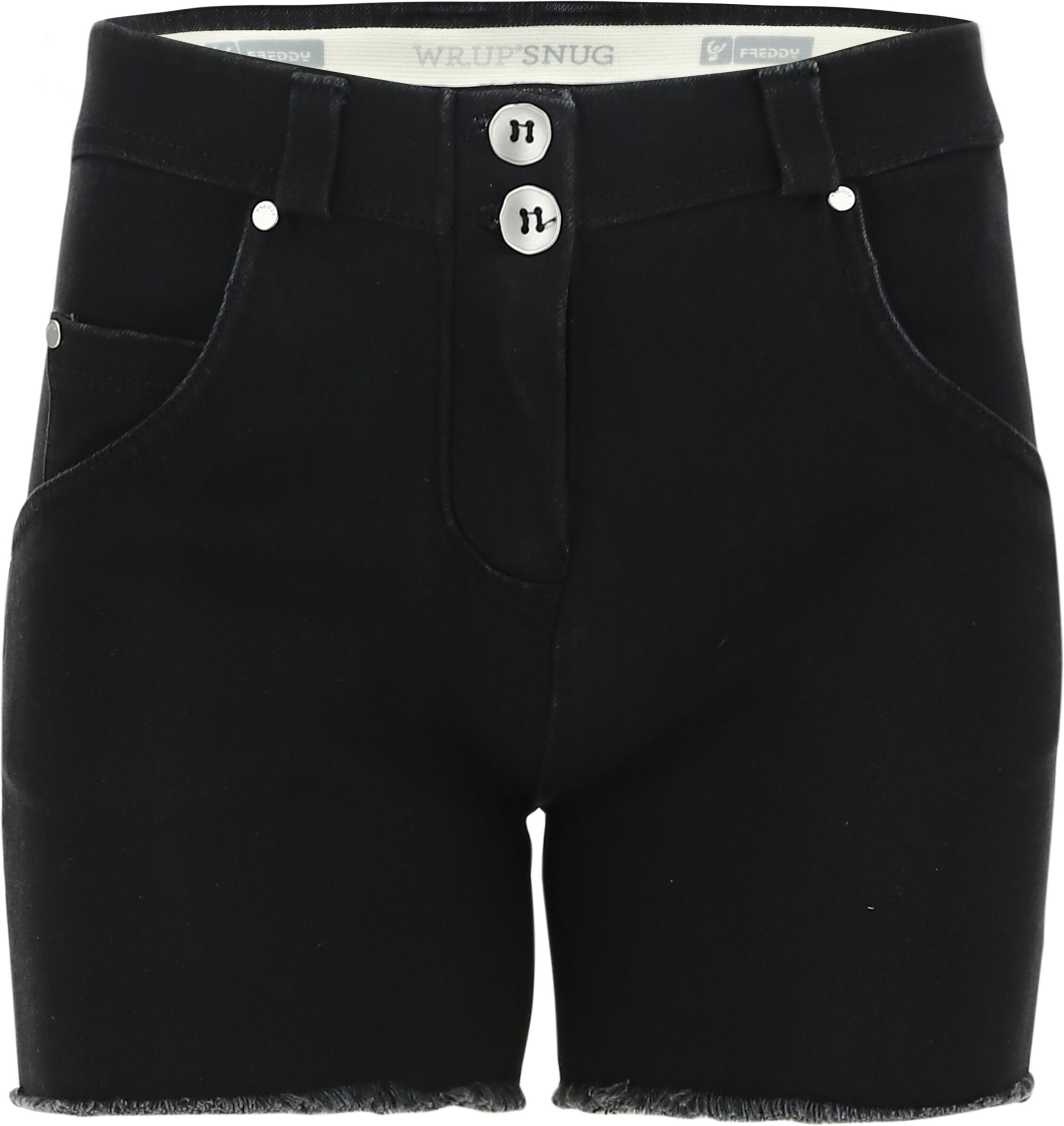 Freddy Shorts push up WR.UP® sfrangiati vita regular in denim navetta ecologico Jeans Nero-Cuciture In Tono Donna Small