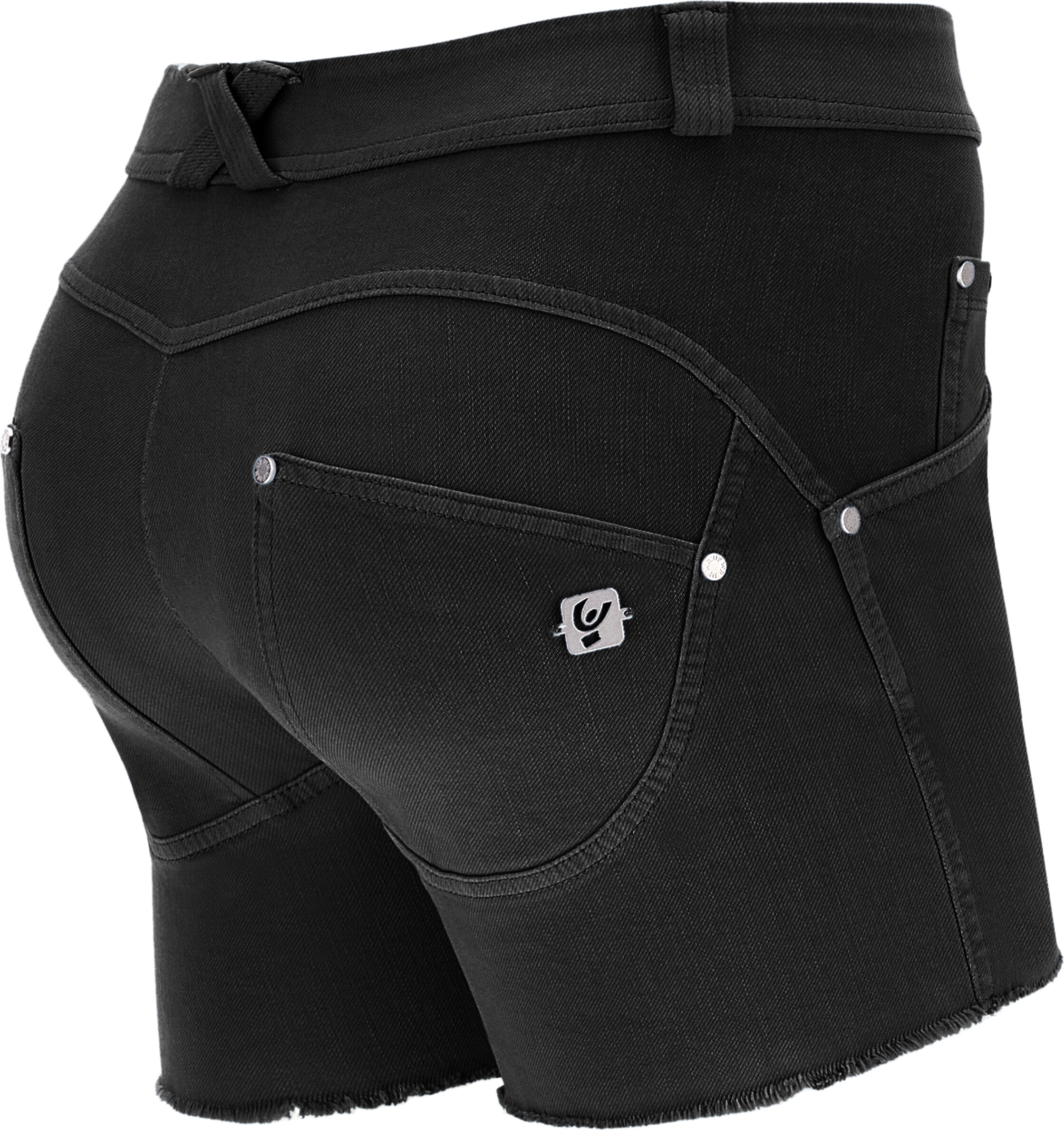 Freddy Shorts WR.UP® in denim navetta ecologico fondo sfrangiato e abrasioni Nero Donna Small