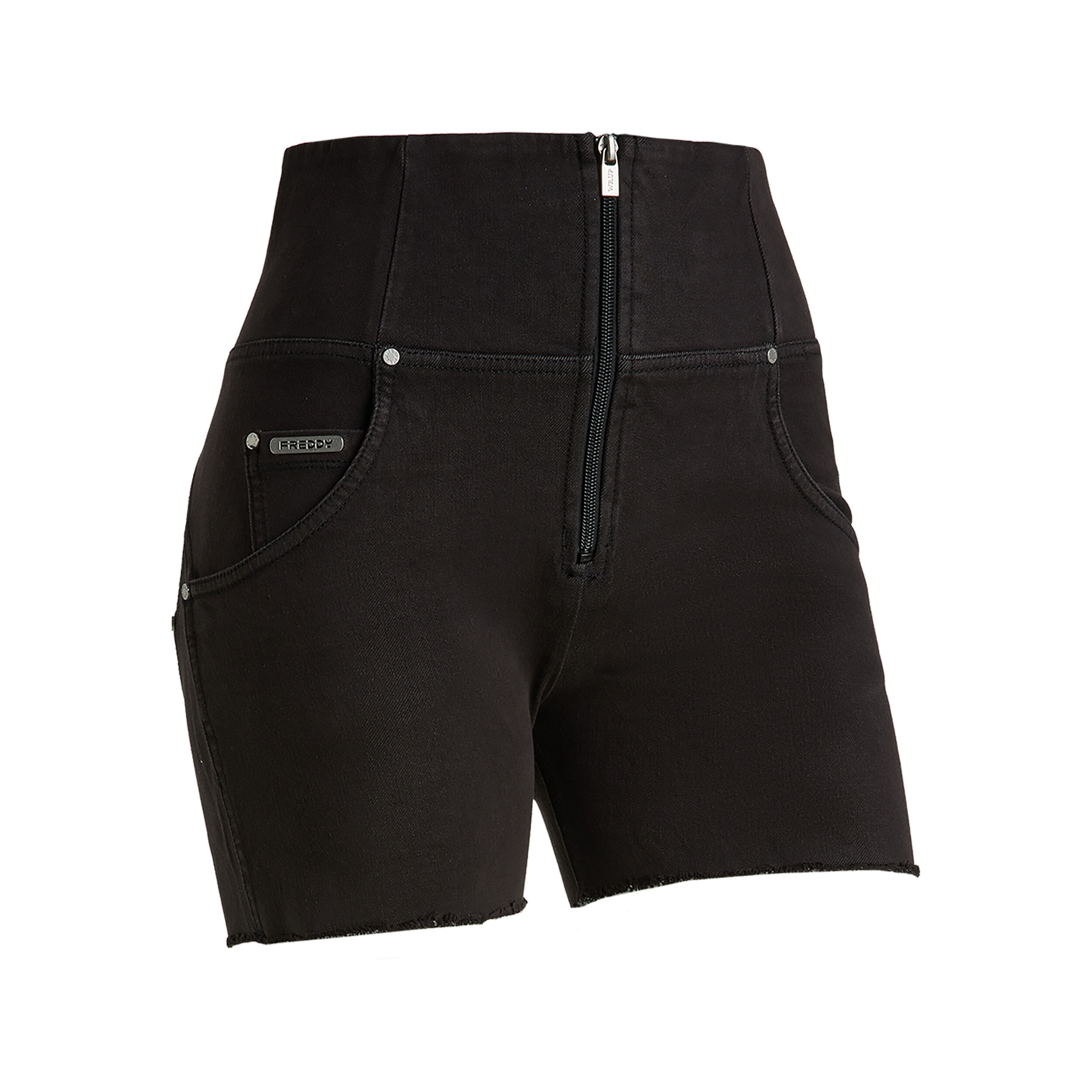 Freddy Shorts WR.UP® in tessuto denim navetta ecologico vita super alta con zip Nero Donna Xxs