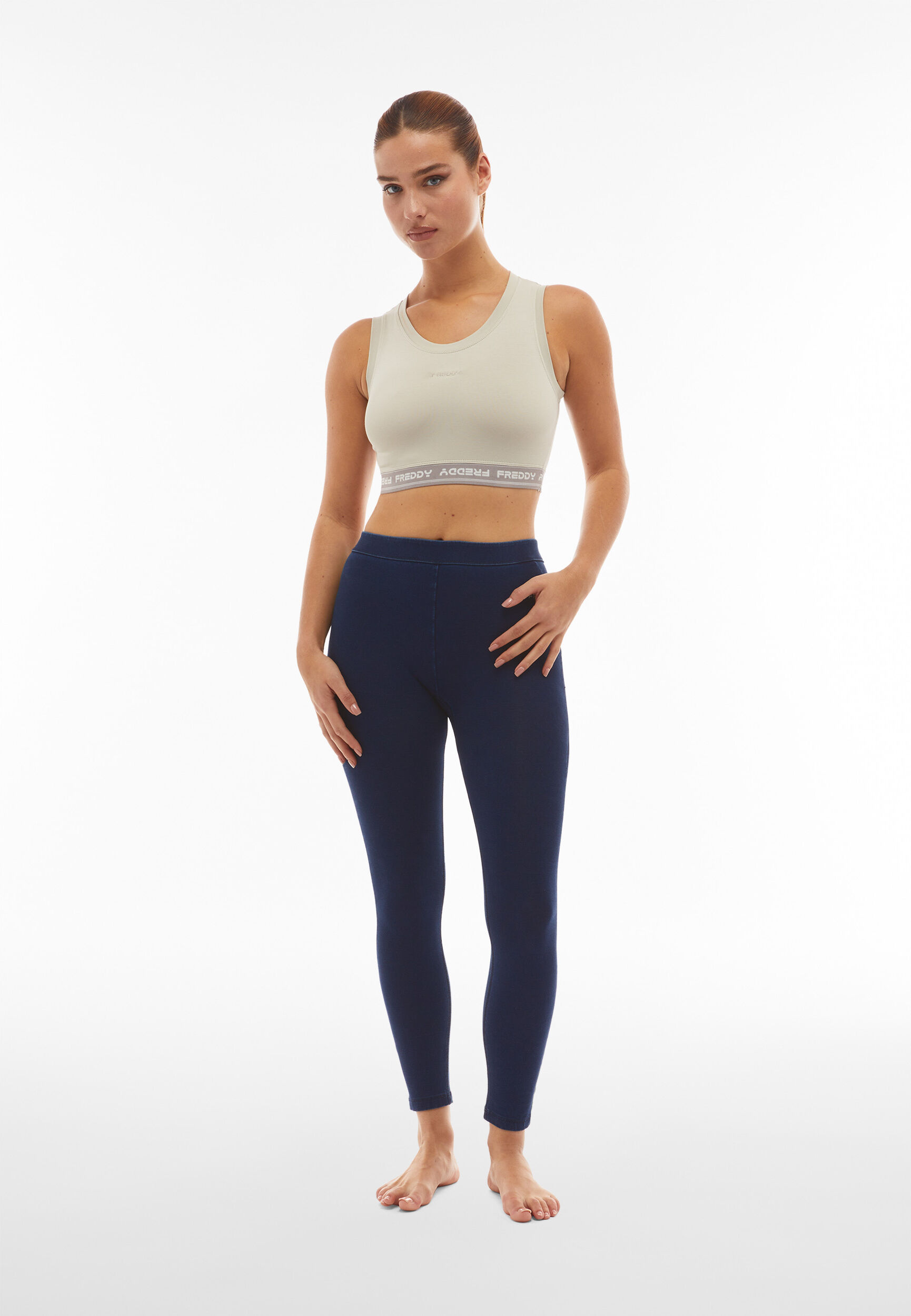 Freddy Leggings push up WR.UP® CORE vita regular in jersey denim Dark Jeans-Seams On Tone Donna Medium