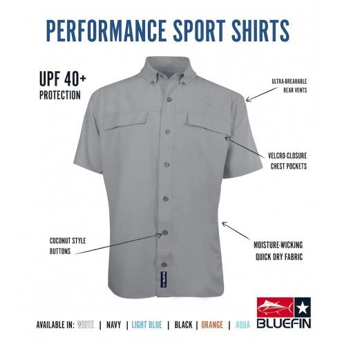 Bluefin USA Sport Shirts camicia da pesca UPF 40+ Bianco S