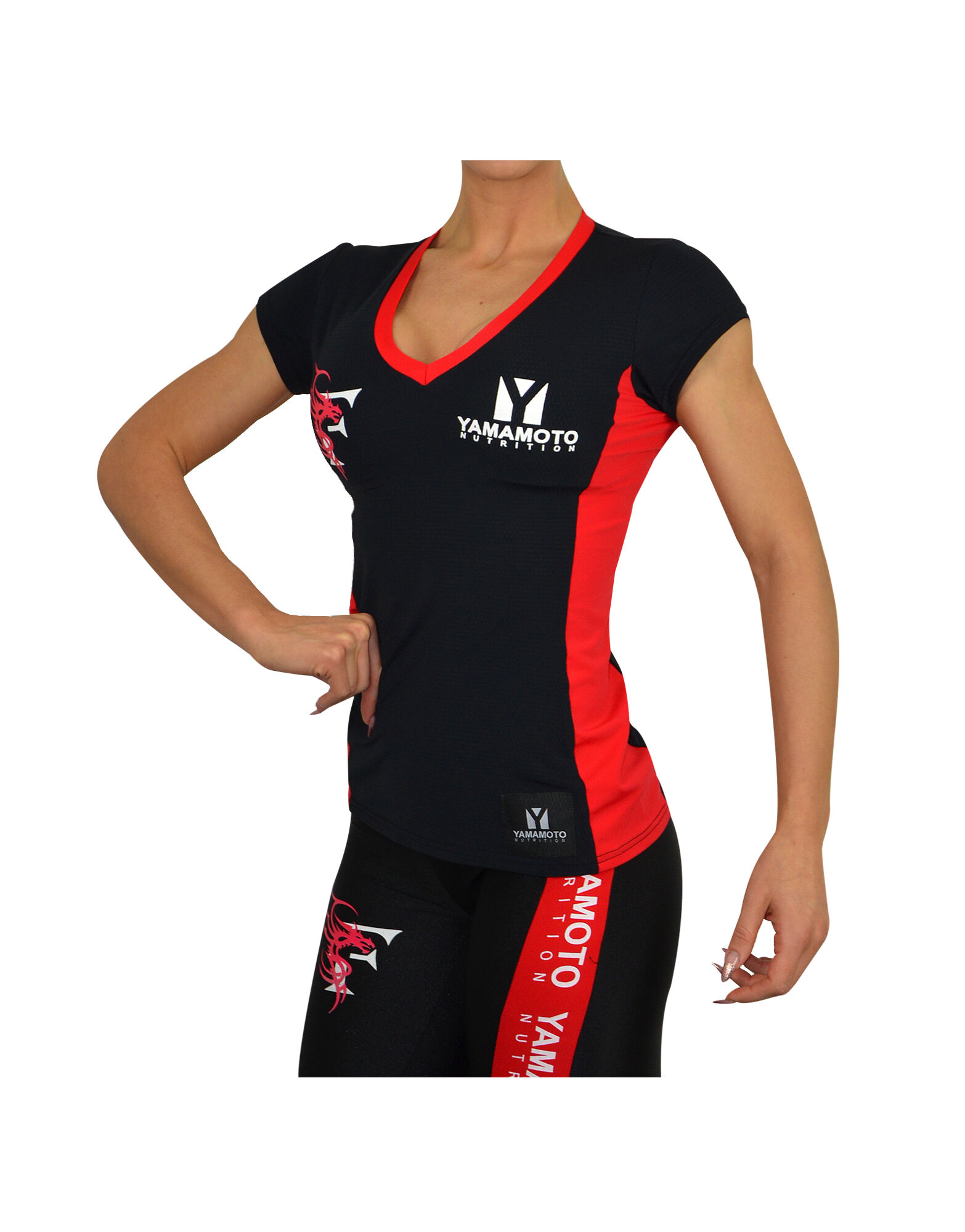 YAMAMOTO OUTFIT Fitness V-Shirt Yamamoto® Flexlewis™ Series Colore: Rosso/nero L