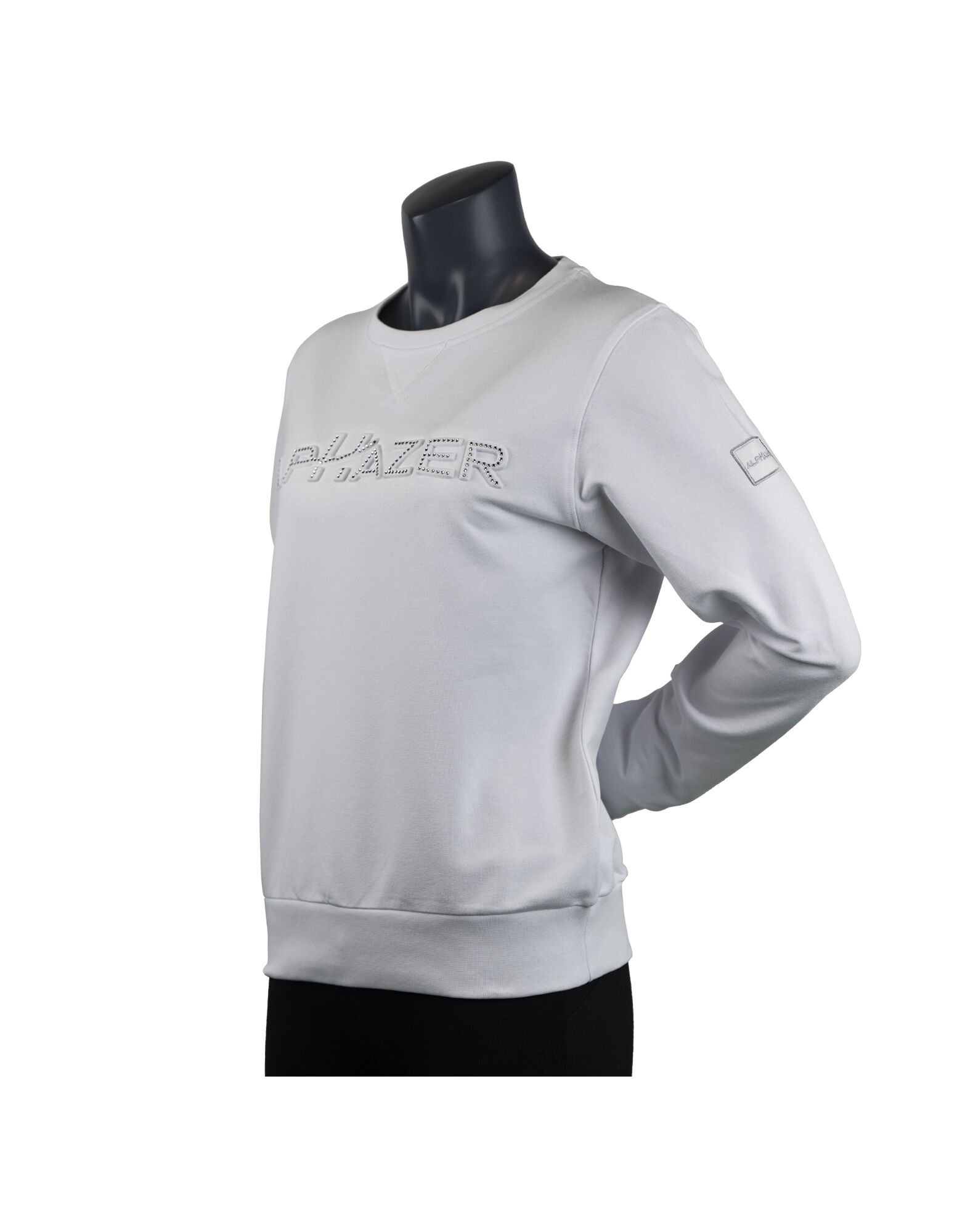 ALPHAZER OUTFIT Felpa Goffrata Con Strass Donna Colore: Bianco Xs