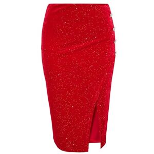 Tweek Jupe en velours avec paillettes pour femme, rouge, M M