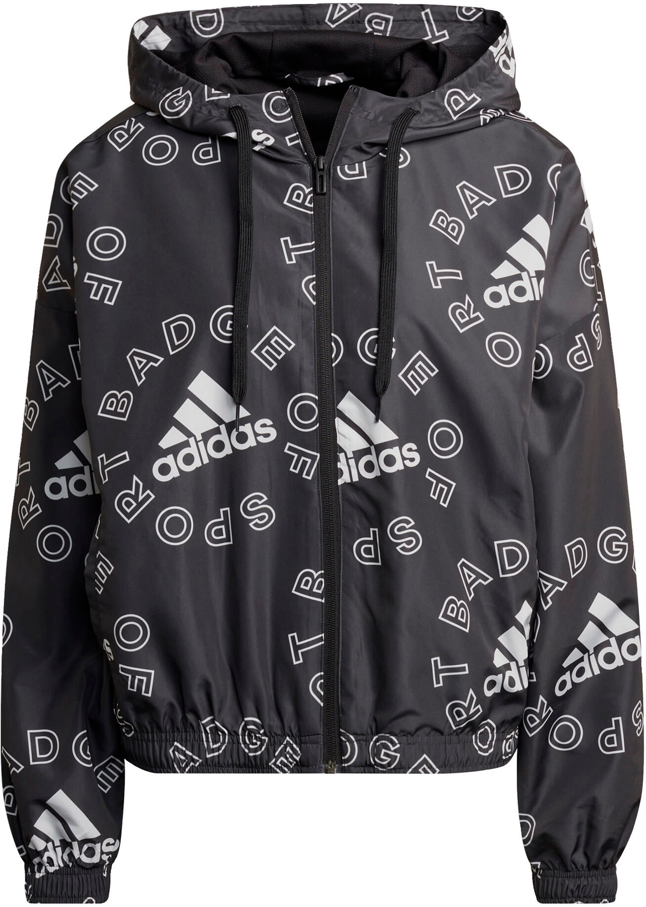 adidas Essentials Logo Allover Print Windjack Dames Zwart - S