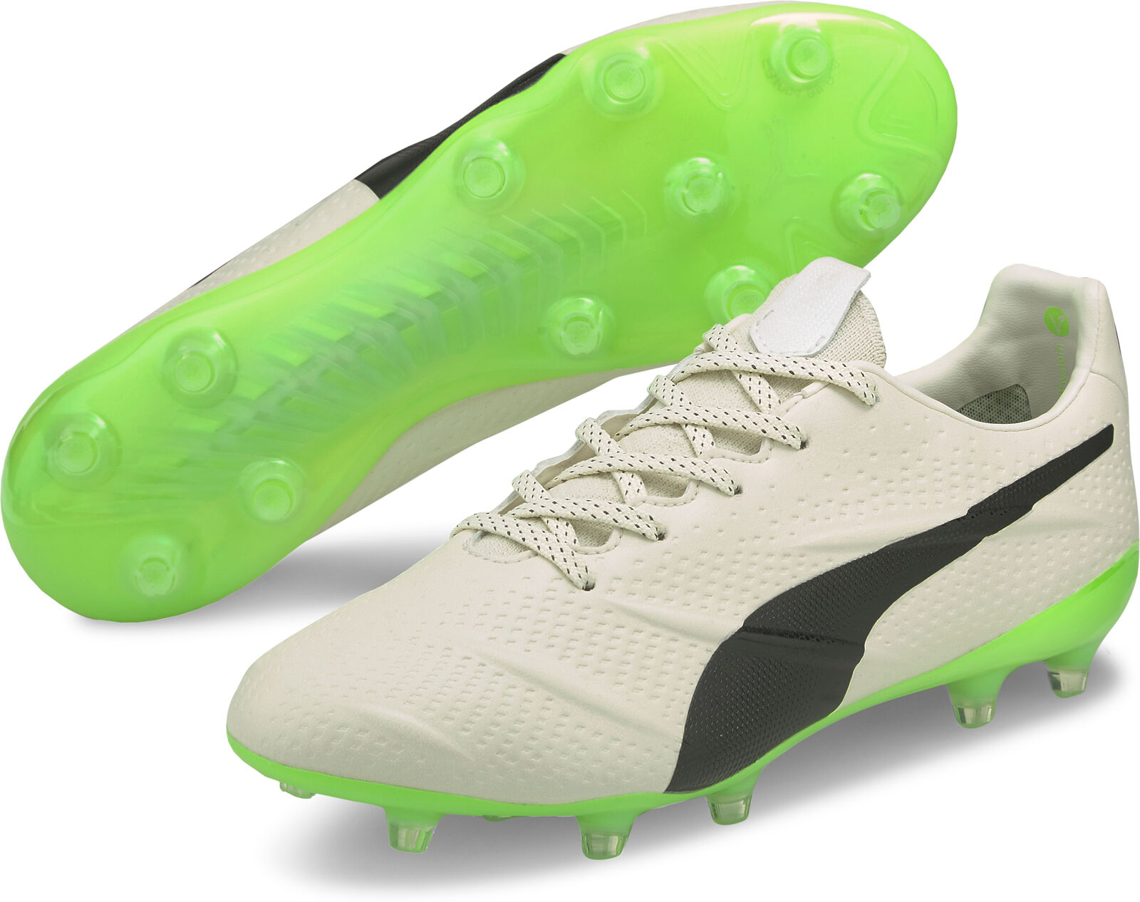 PUMA KING Platinum 21 Vegan Gras / Kunstgras Voetbalschoenen (MG) Beige Zwart Lichtgroen - 42 ½