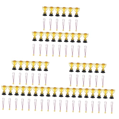 YARNOW 45 Sets Trofee Beker Mini Trofeeën Kleine Medailles Trofeeën Voor Volwassenen Gouden Pak Trofeeën En Medailles Trofeeën Als Beloning Zak Vullers Feest Benodigdheden Herbruikbaar