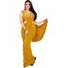 FASHION BAZAR 365 Indiase Vrouwen Lycra Stof Saree Designer Collectie Klaar Om Te Dragen Saree & Blouse Moslim Sari 6185, 3, XXL