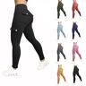 EDAT Locruz-broek, bodybuilding butt-liftbroek, dames hoge taille heuplift strakke fitness cargobroek met zakken for yoga, hardlopen (Color : Black, Size : M)